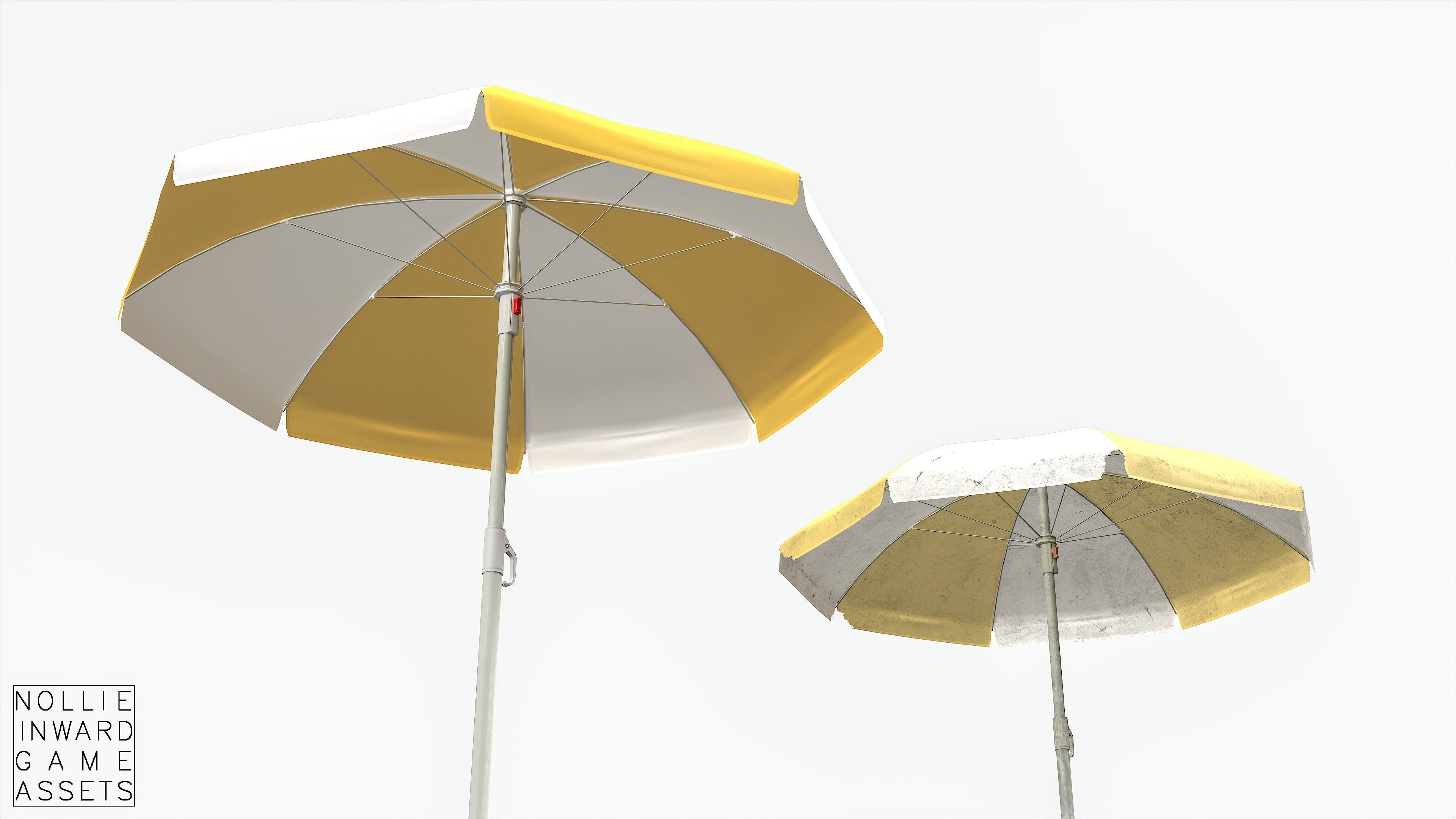 Garden Umbrella - 5 Color Variants Low-poly 3D model_7