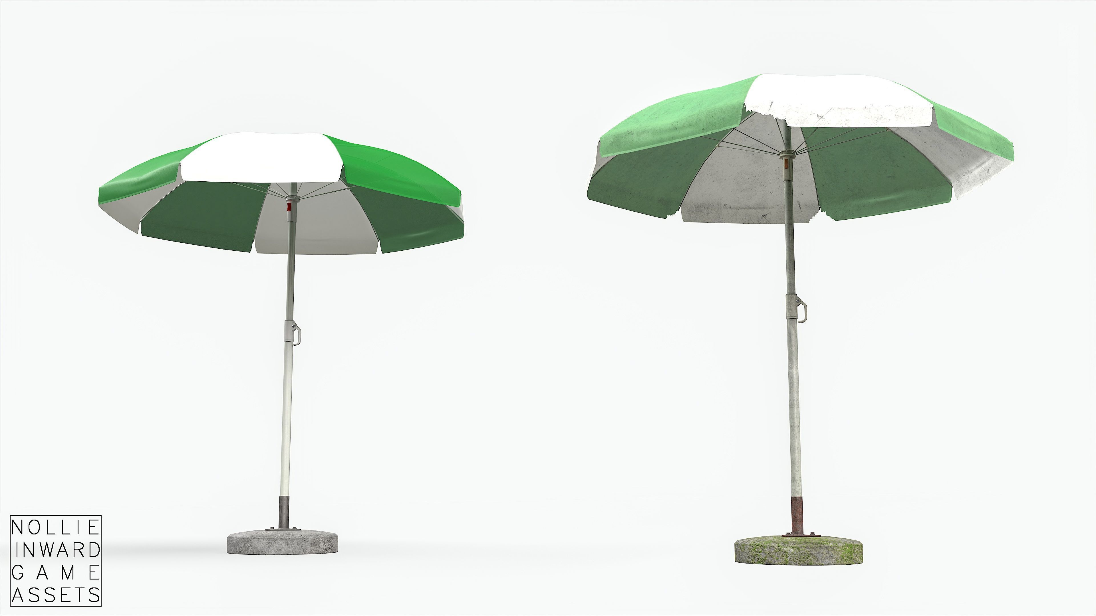 Garden Umbrella - 5 Color Variants Low-poly 3D model_5