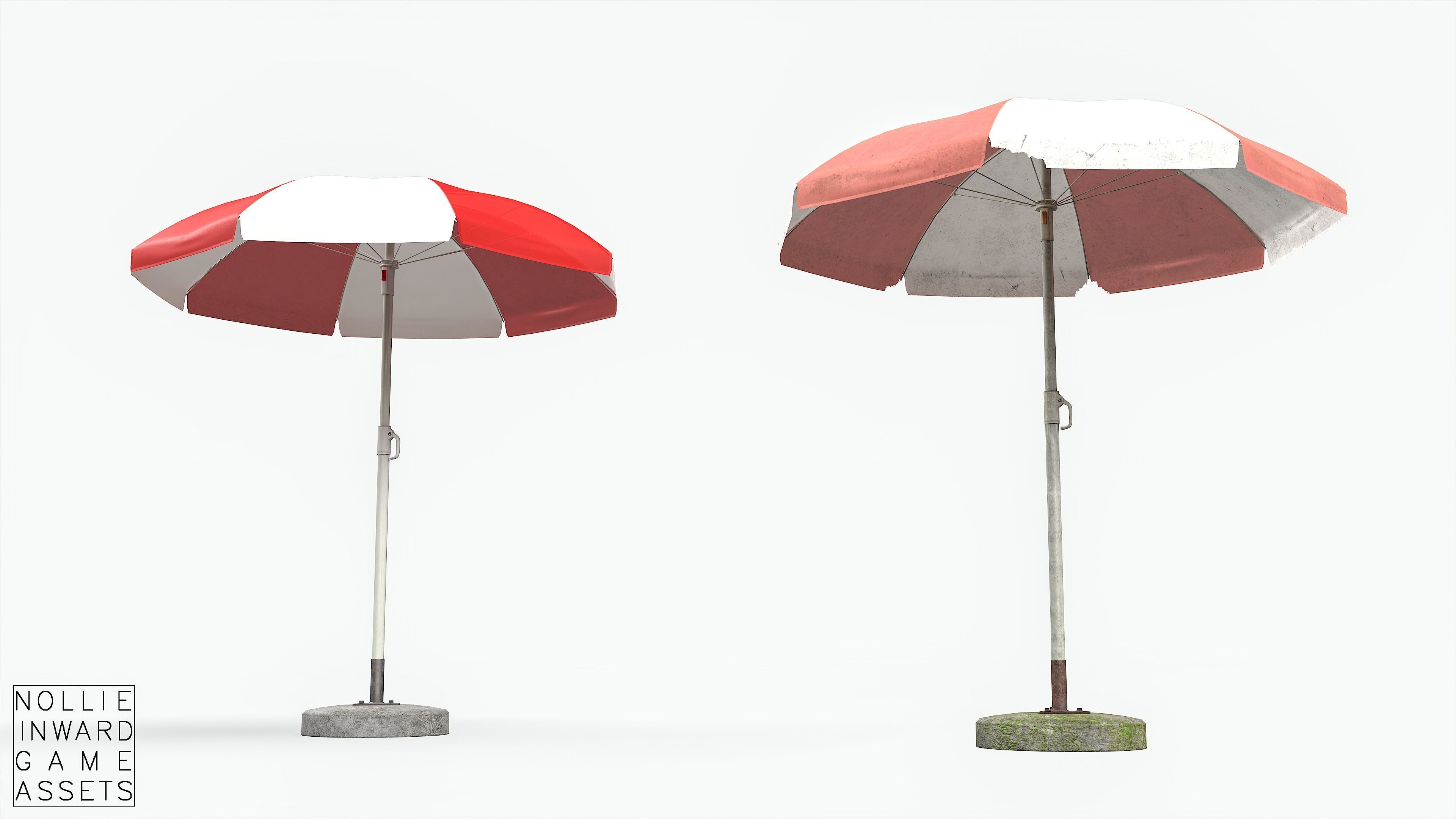 Garden Umbrella - 5 Color Variants Low-poly 3D model_6