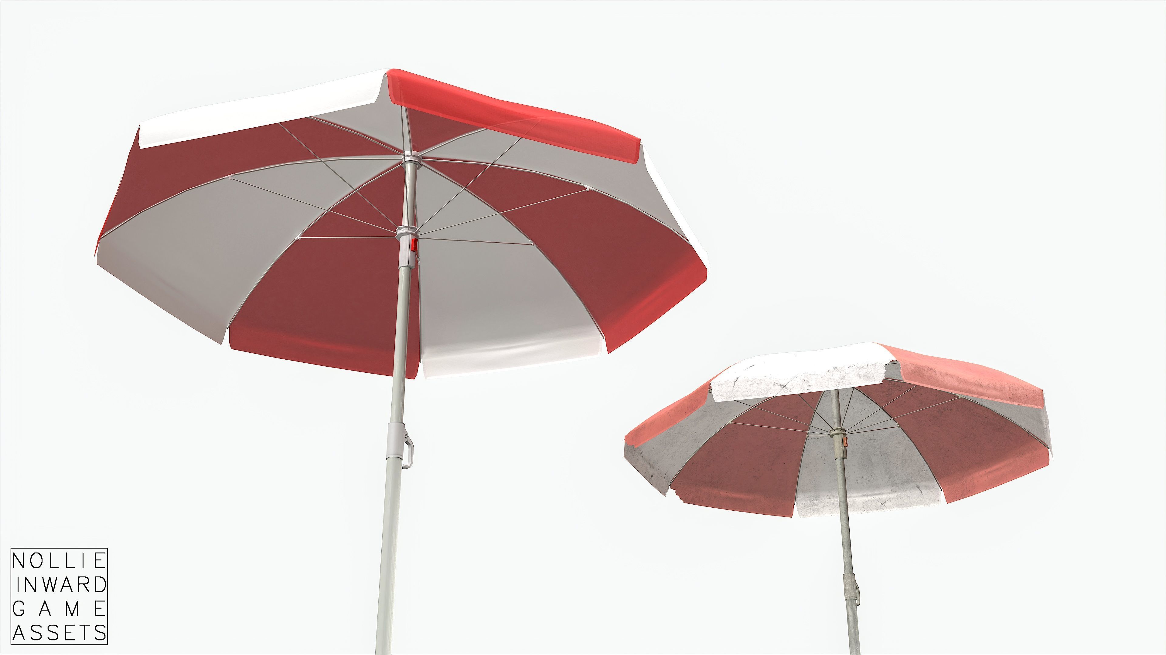Garden Umbrella - 5 Color Variants Low-poly 3D model_11