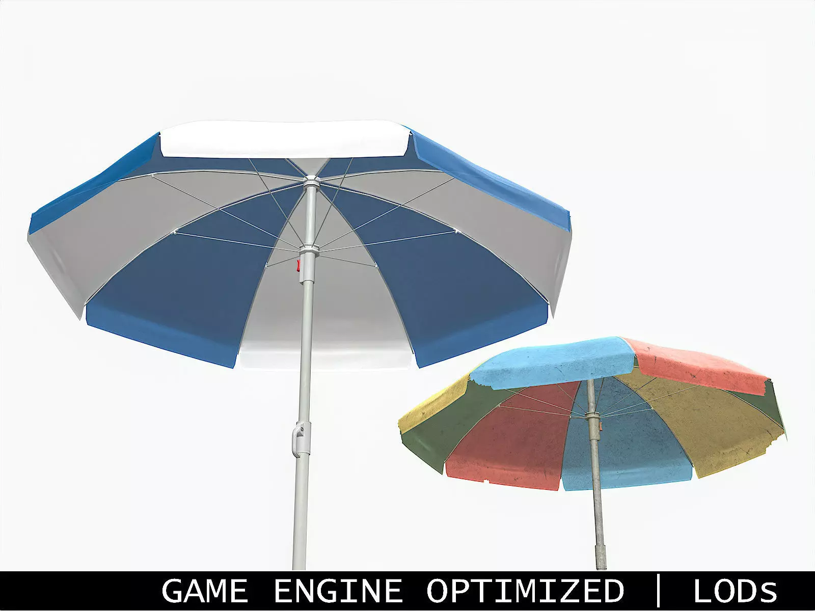 Garden Umbrella - 5 Color Variants Low-poly 3D model_0