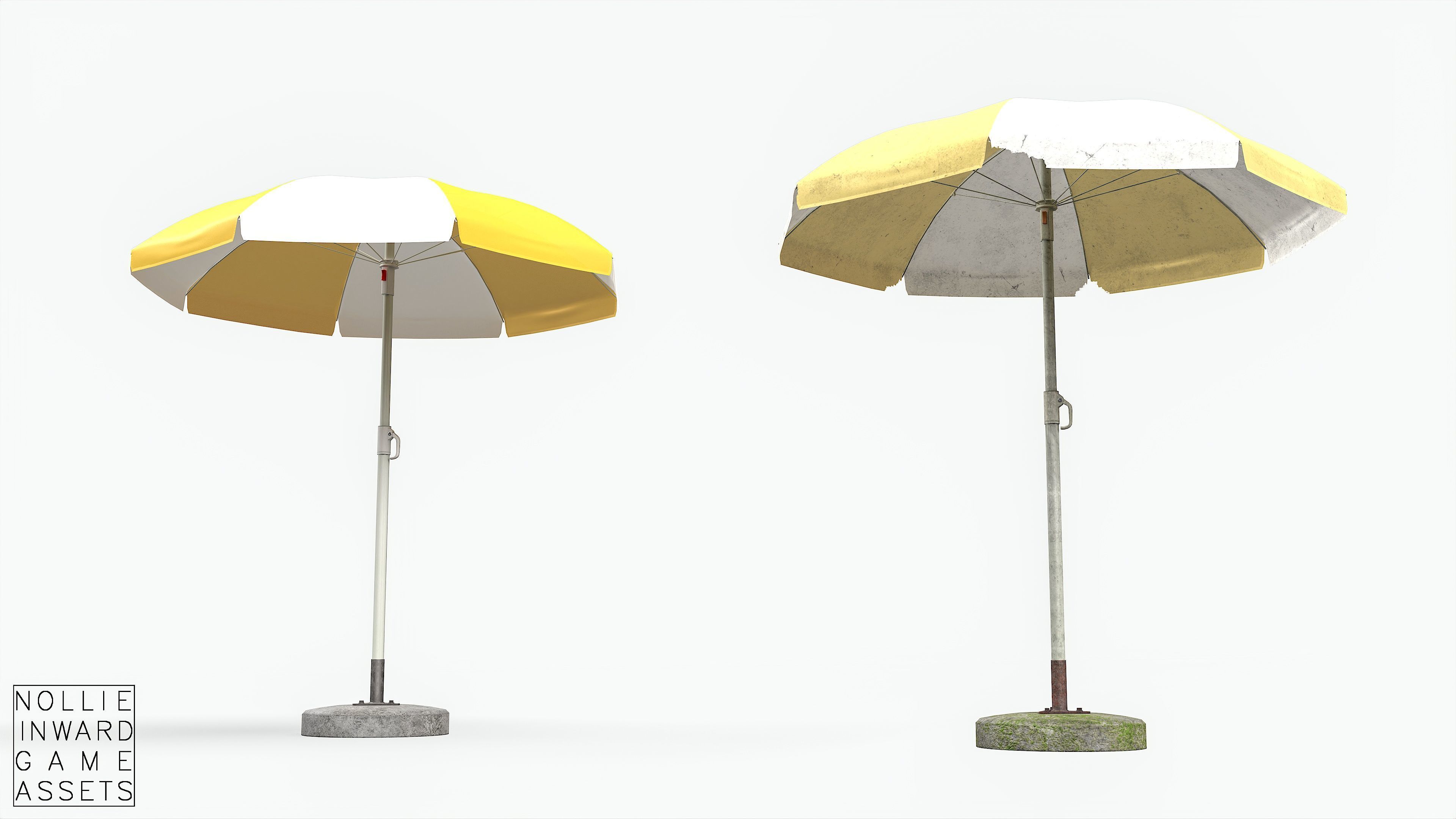 Garden Umbrella - 5 Color Variants Low-poly 3D model_2