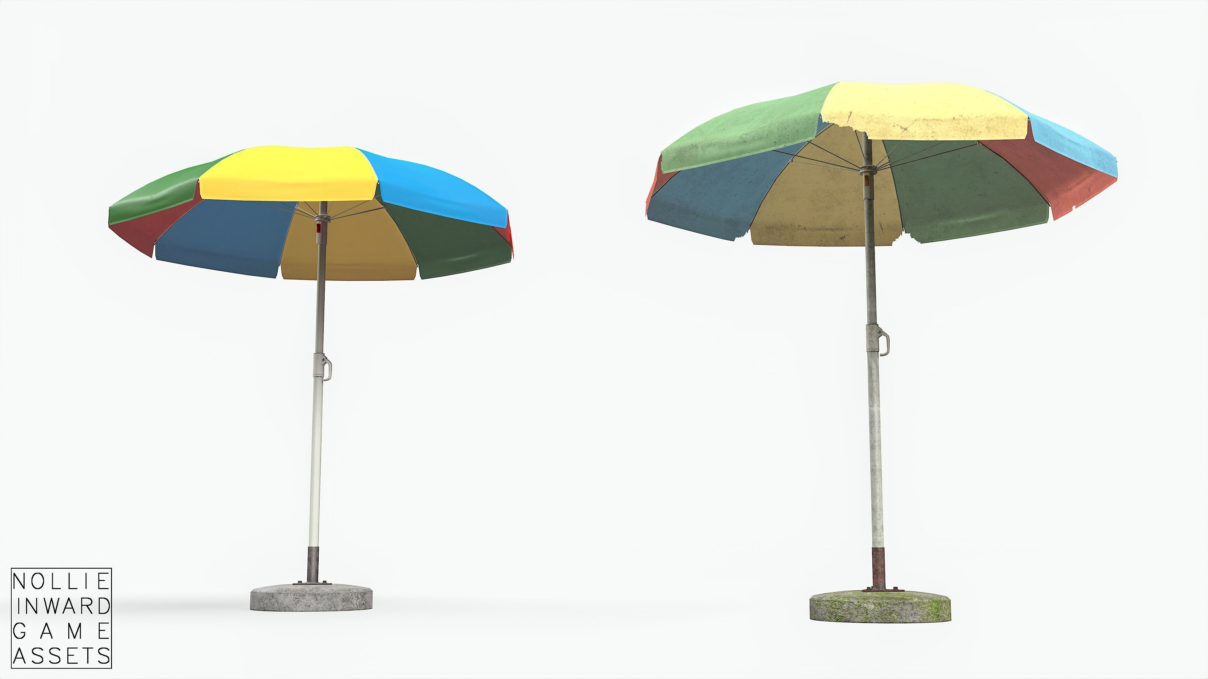 Garden Umbrella - 5 Color Variants Low-poly 3D model_4