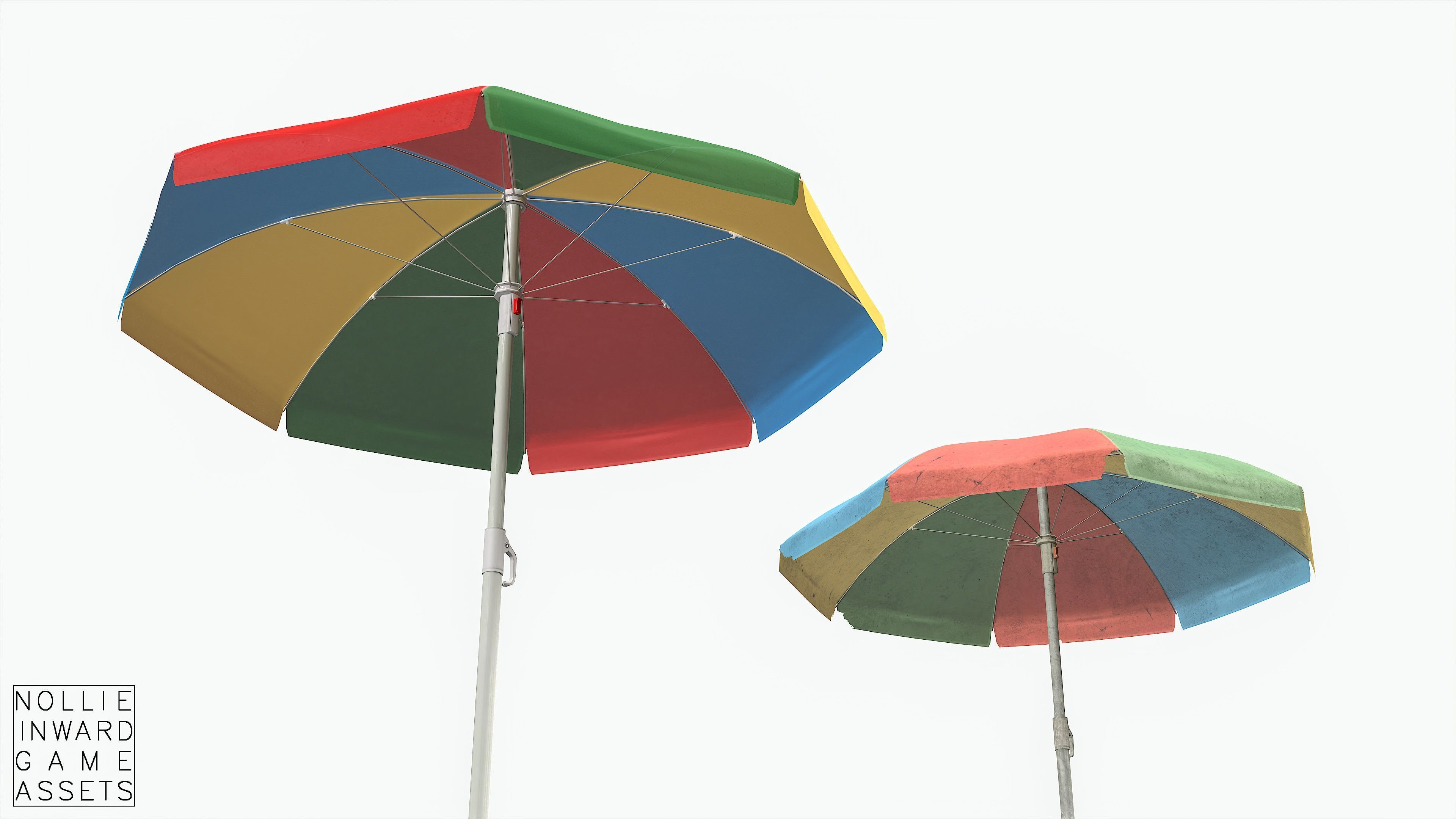 Garden Umbrella - 5 Color Variants Low-poly 3D model_9