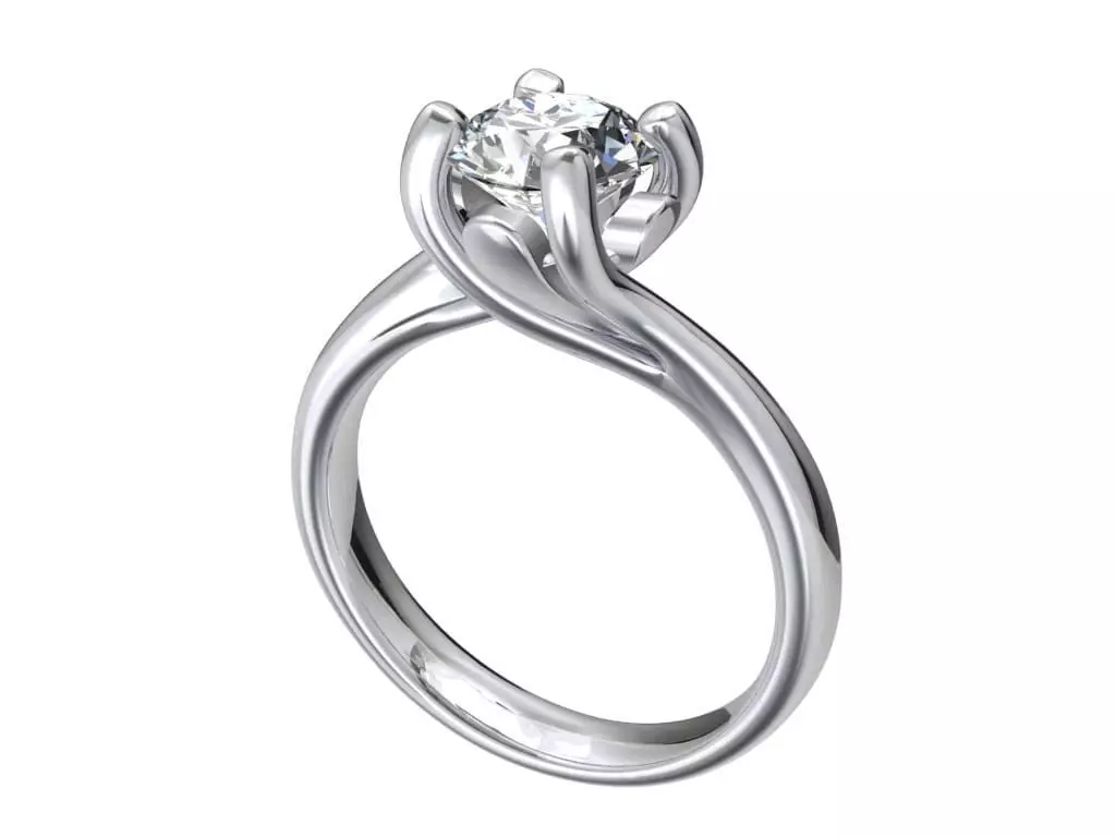 Engagement Ring Twisted Solitaire Ring STL File-CC100 3D print model