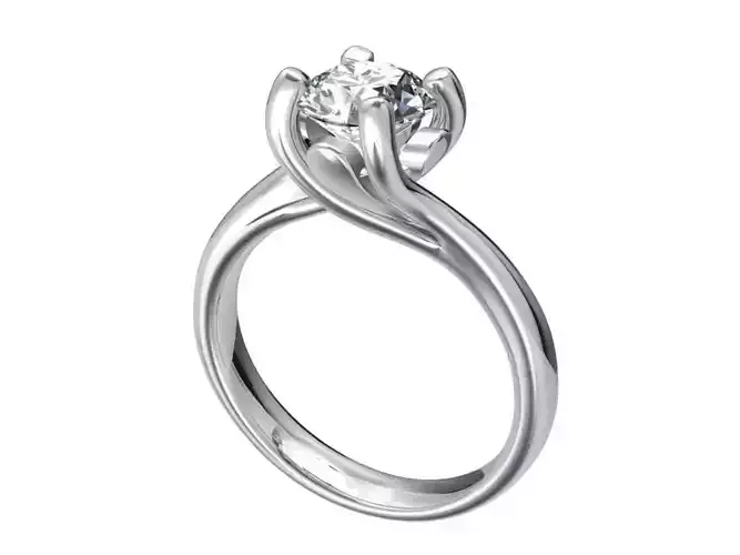 Engagement Ring Twisted Solitaire Ring STL File-CC100