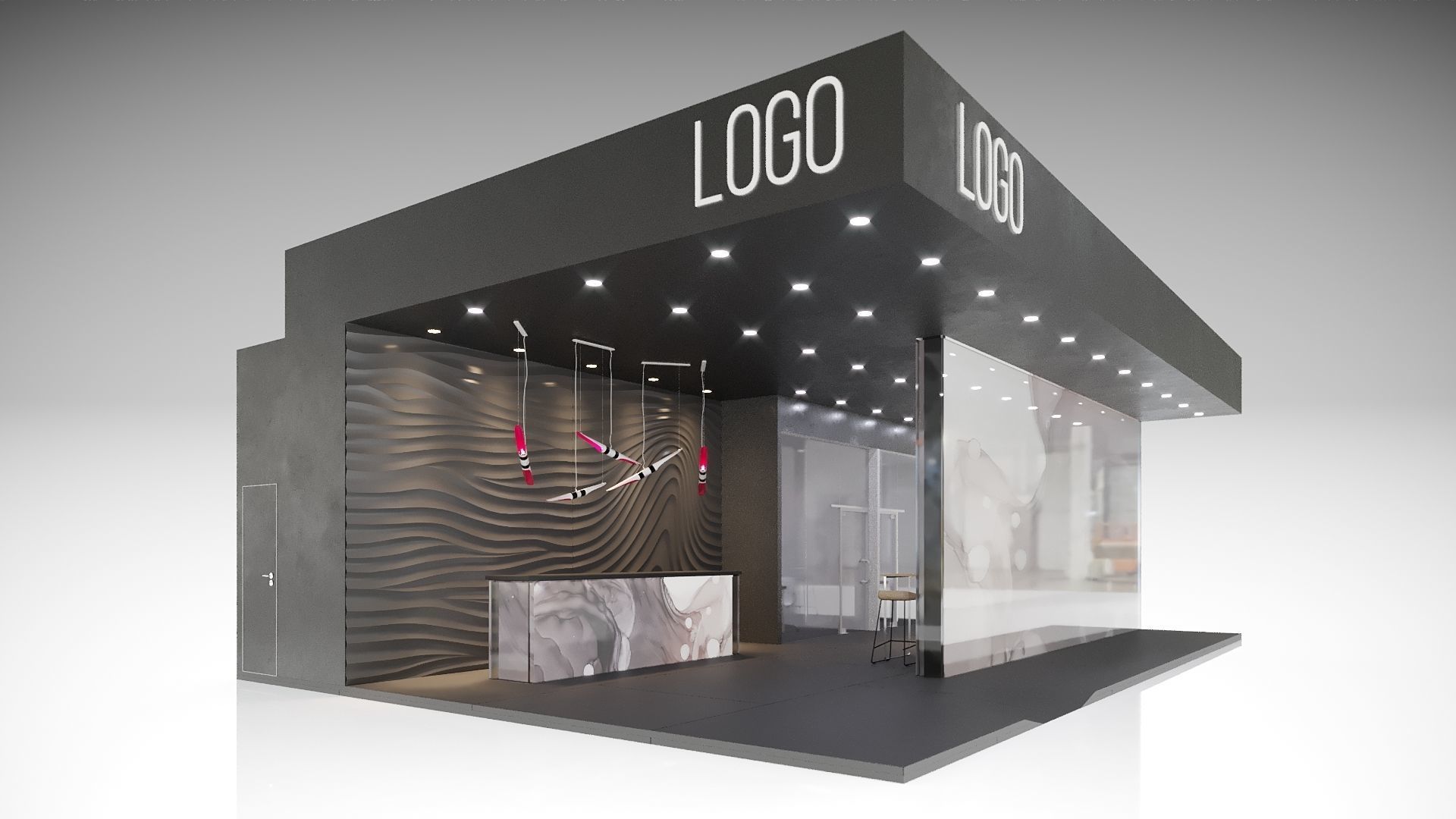 exhibition design 12x8m corona renderer 3D model_2