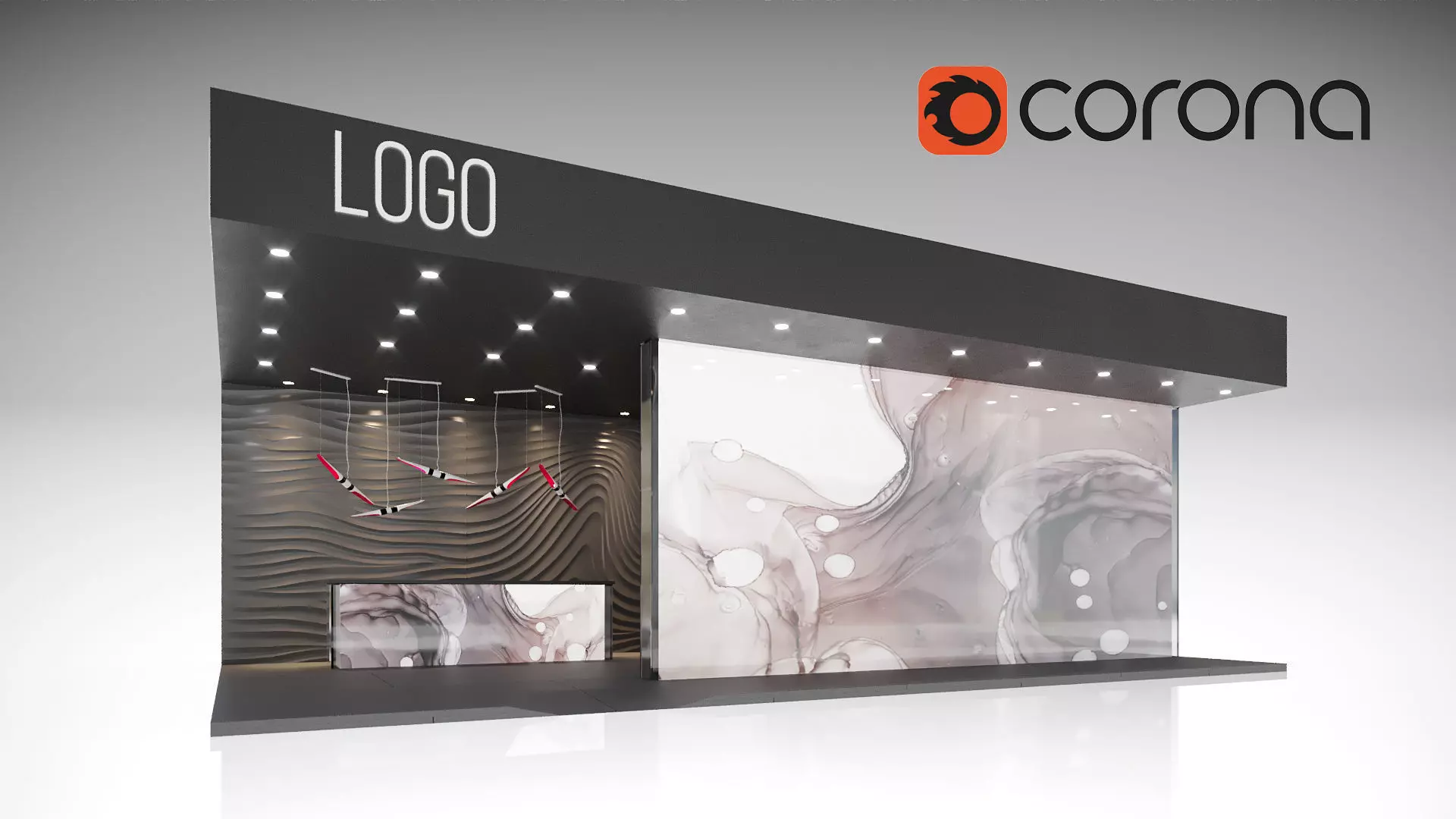 exhibition design 12x8m corona renderer 3D model_0