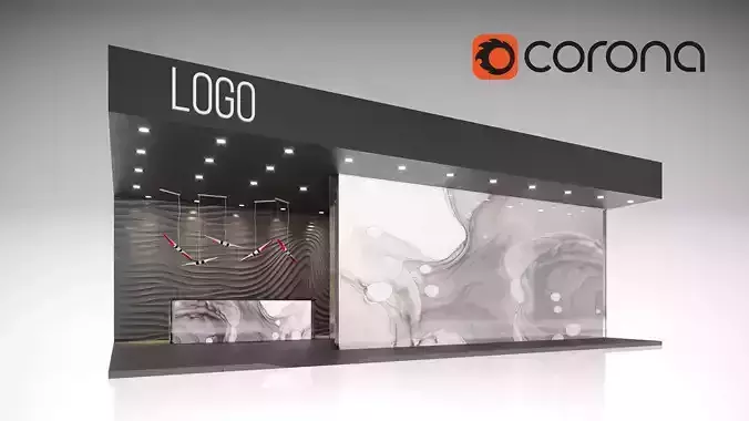 exhibition design 12x8m corona renderer 3D model