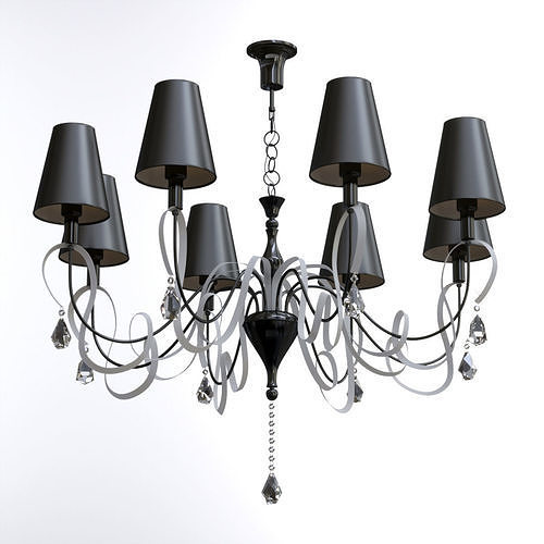 INTRECCIO chandelier with shades and crystals Low-poly 3D model