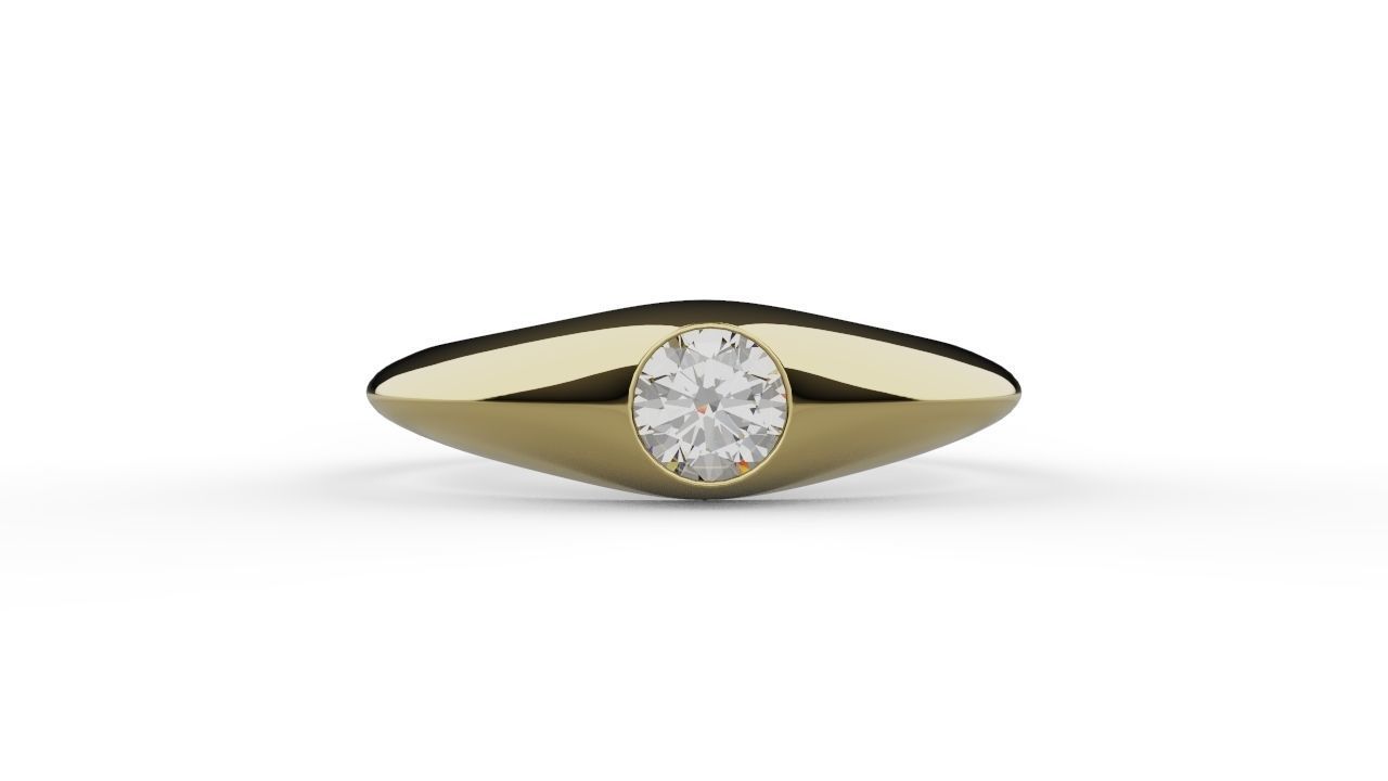 One stone gem diamond ring 3D print model 3D print model 3D print model_4