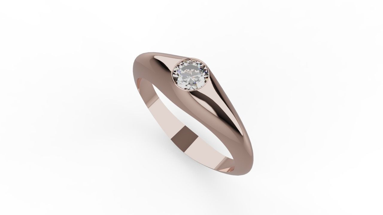 One stone gem diamond ring 3D print model 3D print model 3D print model_3