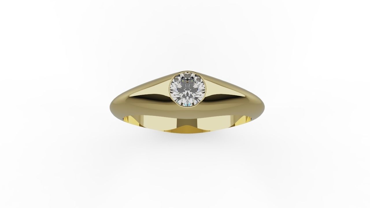 One stone gem diamond ring 3D print model 3D print model 3D print model_6