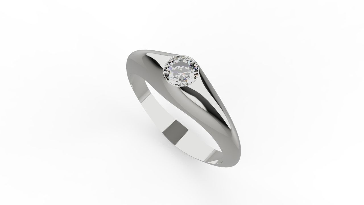 One stone gem diamond ring 3D print model 3D print model 3D print model_2