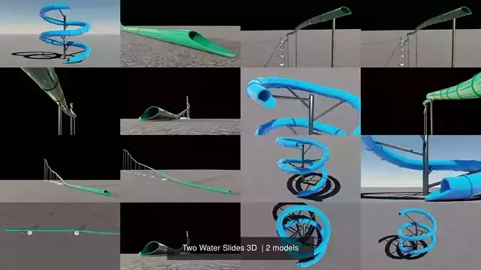 Two Water Slides 3D  3D Model Collection