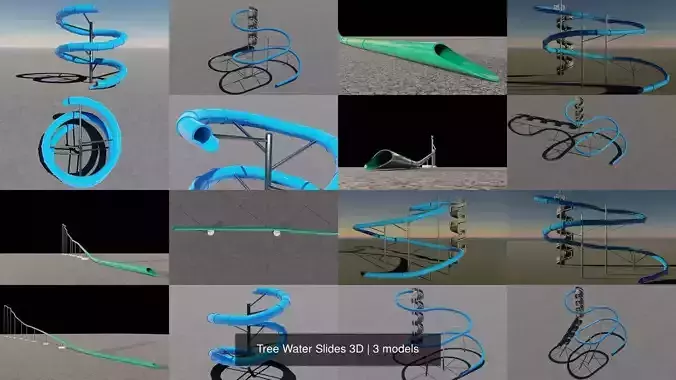 Tree Water Slides 3D 3D Model Collection
