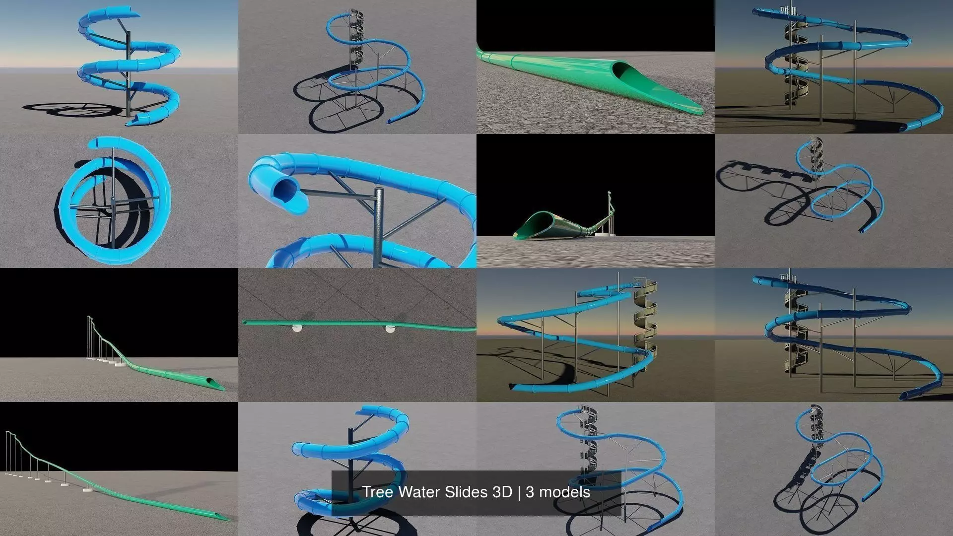 Tree Water Slides 3D 3D Model Collection_0
