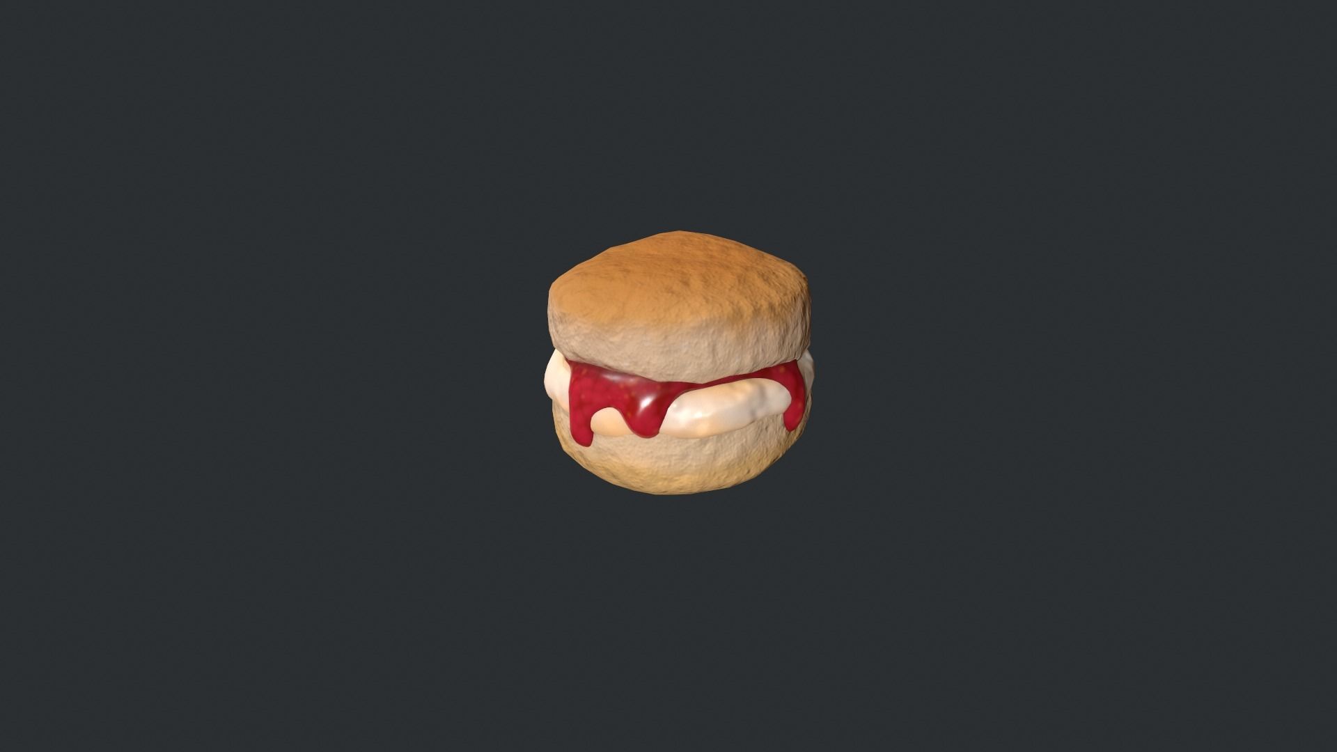 Scone with Jam and Cream Low-poly 3D model_11