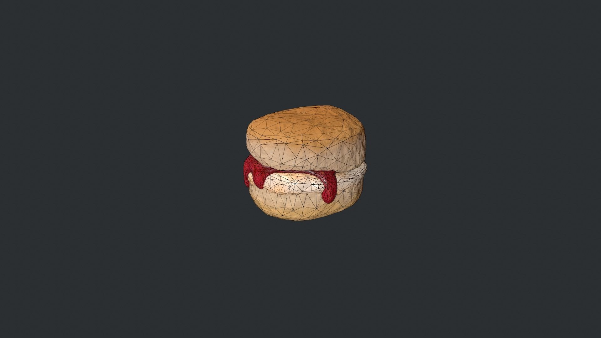 Scone with Jam and Cream Low-poly 3D model_13