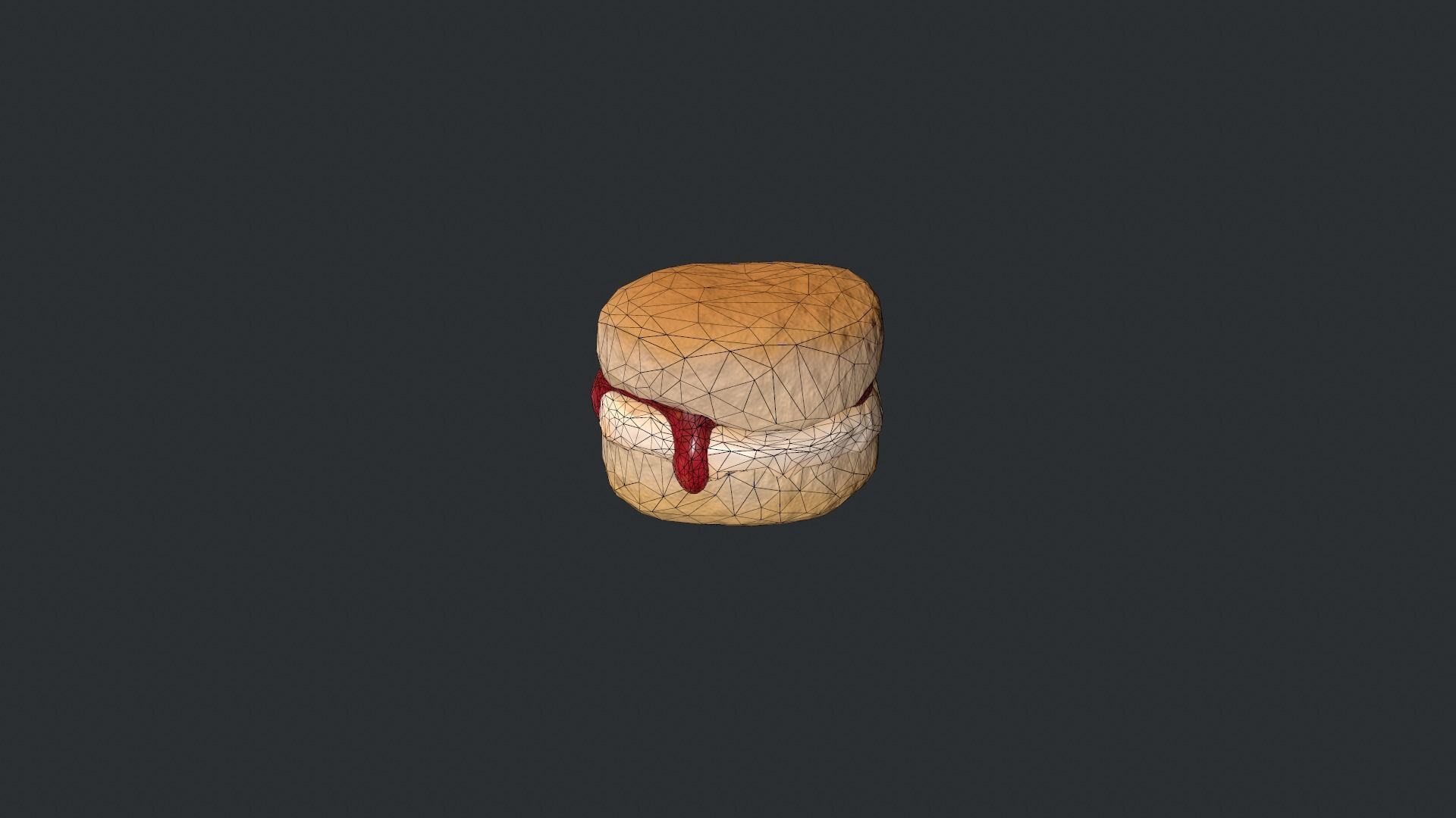 Scone with Jam and Cream Low-poly 3D model_14