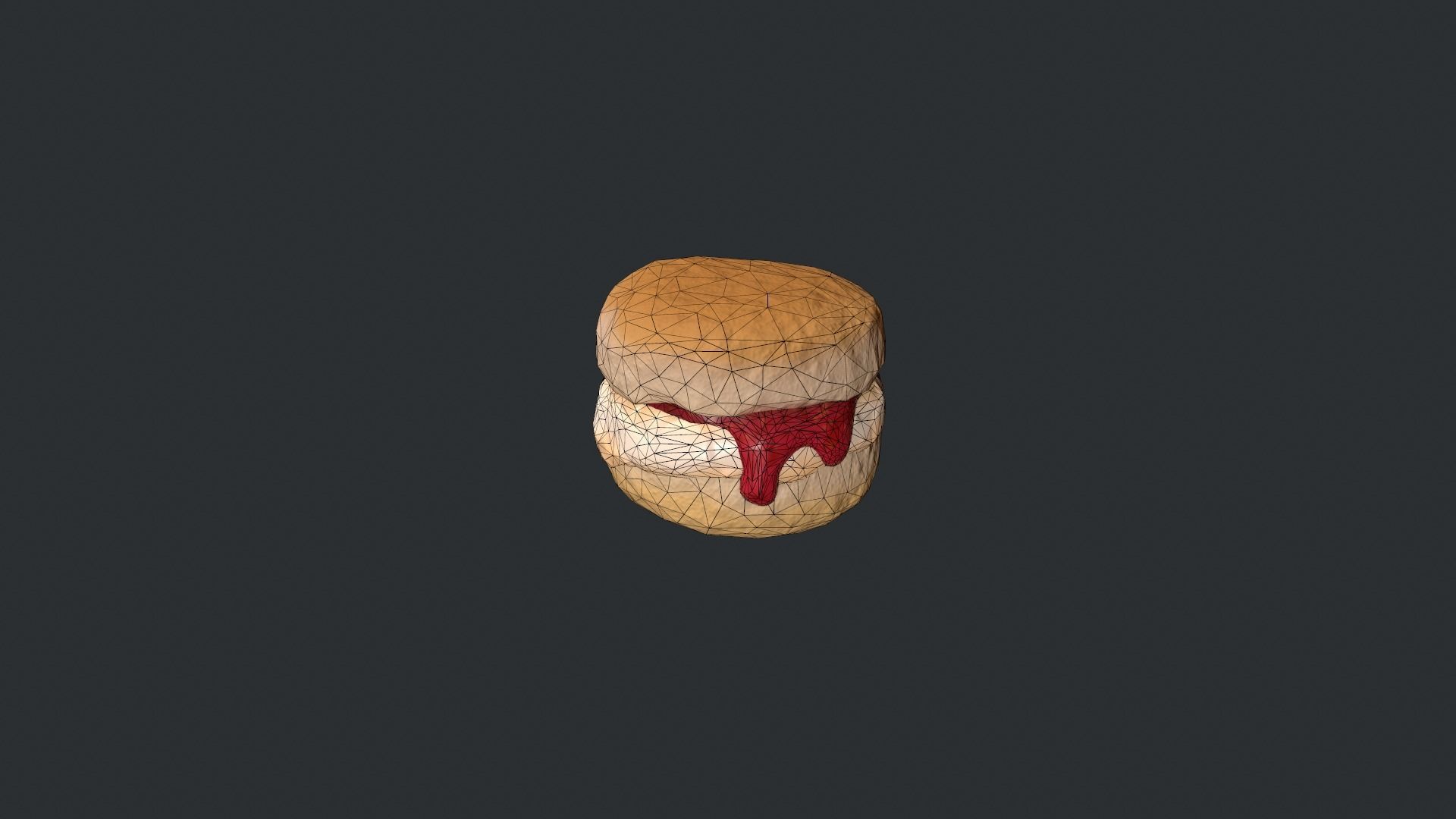 Scone with Jam and Cream Low-poly 3D model_19