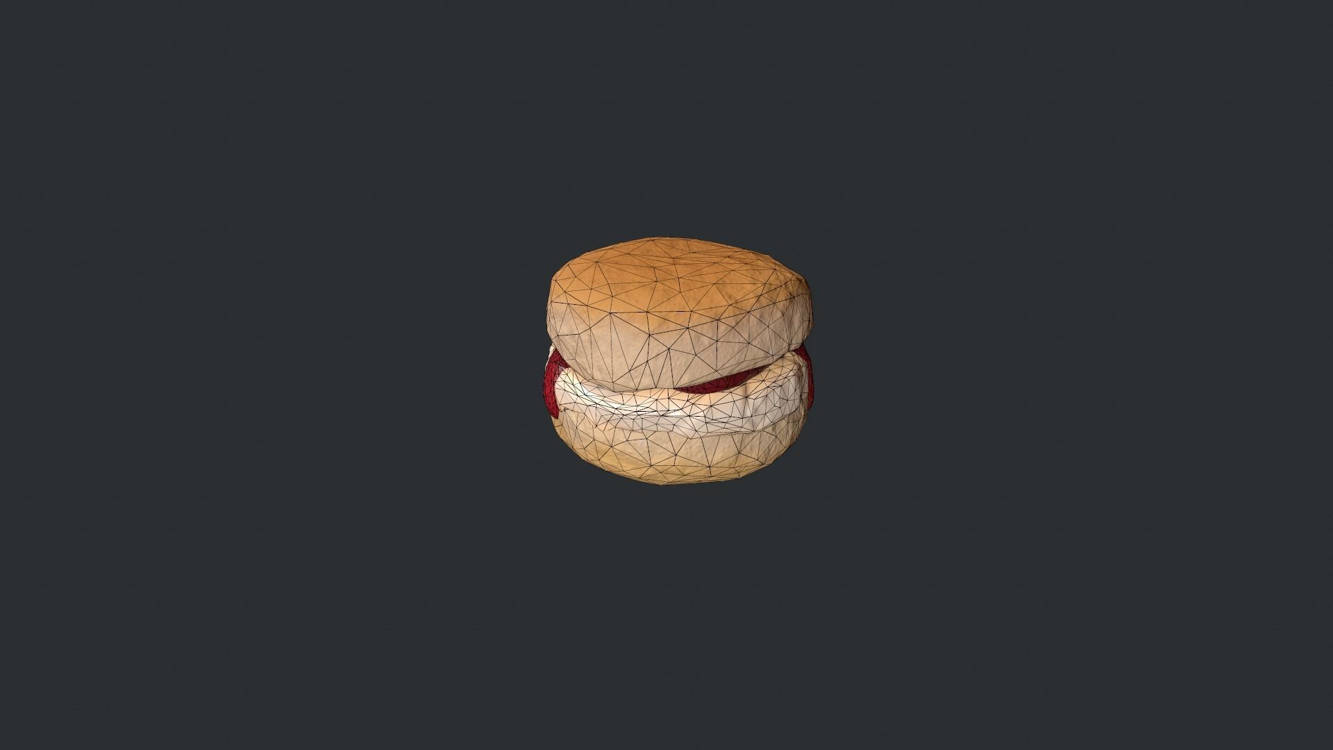 Scone with Jam and Cream Low-poly 3D model_15