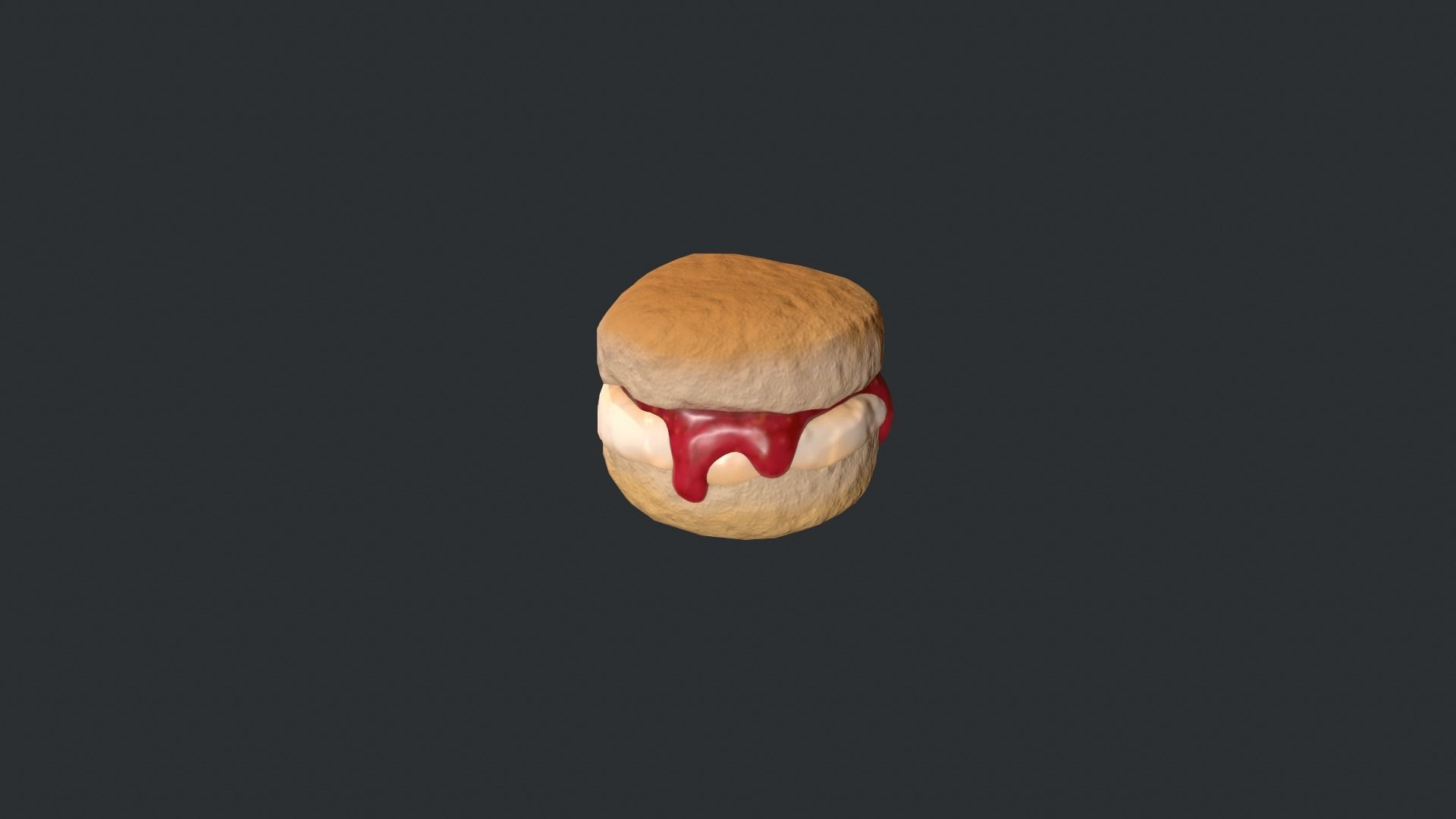 Scone with Jam and Cream Low-poly 3D model_10