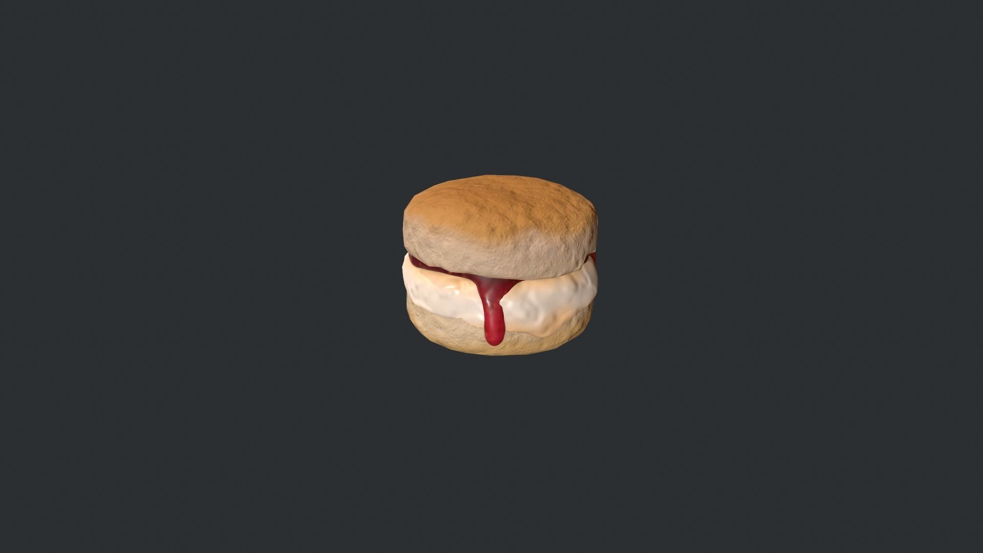 Scone with Jam and Cream Low-poly 3D model_7
