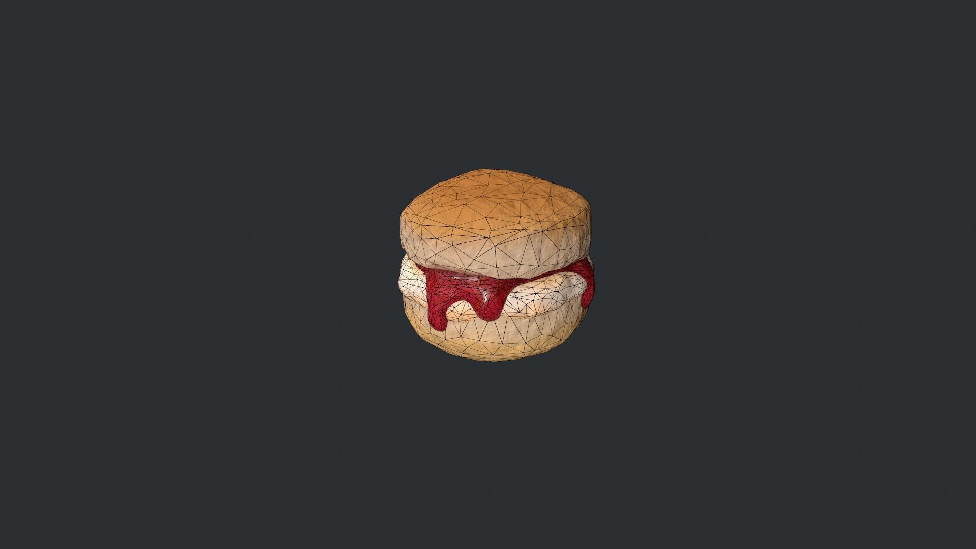 Scone with Jam and Cream Low-poly 3D model_20