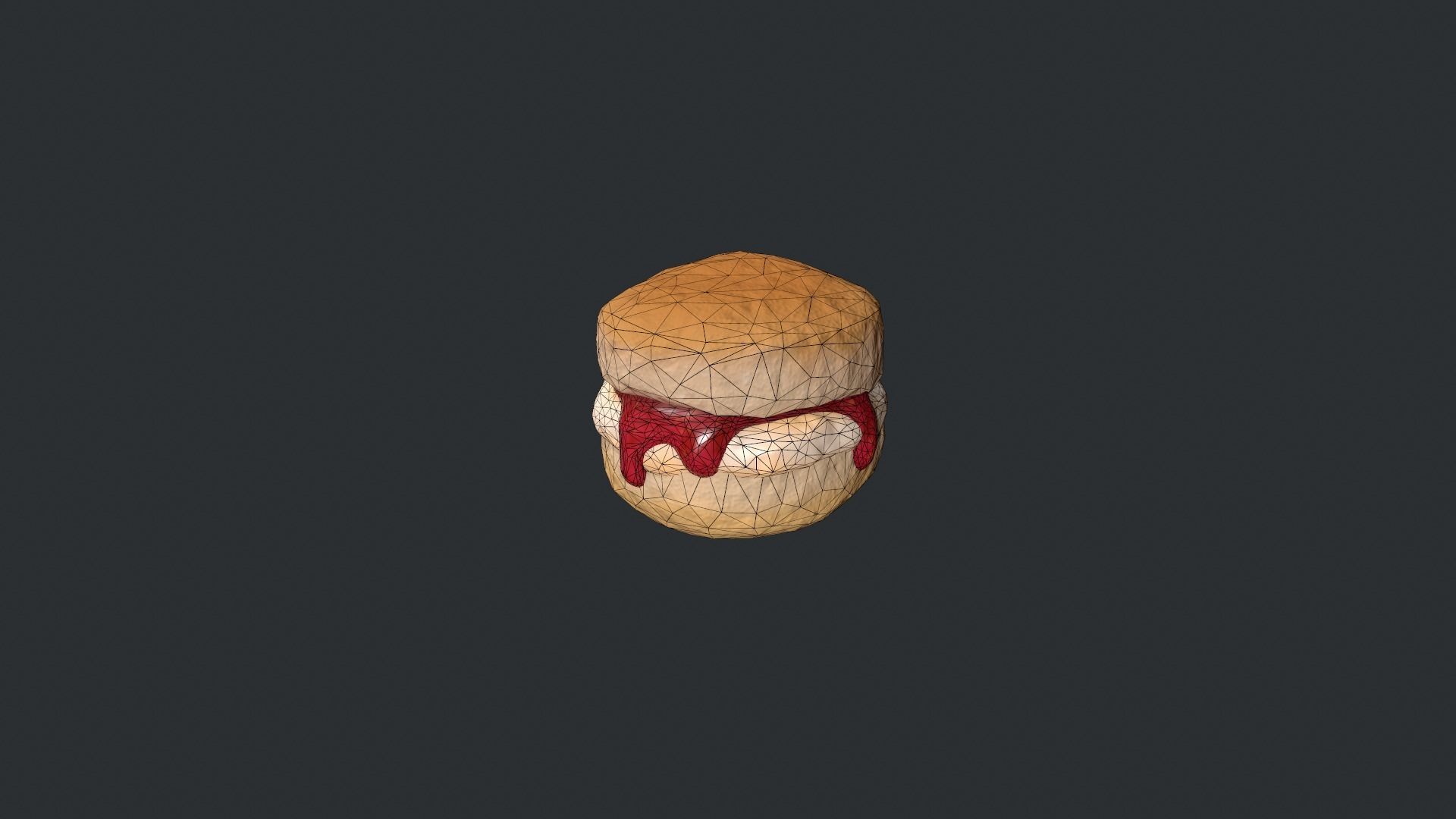 Scone with Jam and Cream Low-poly 3D model_12