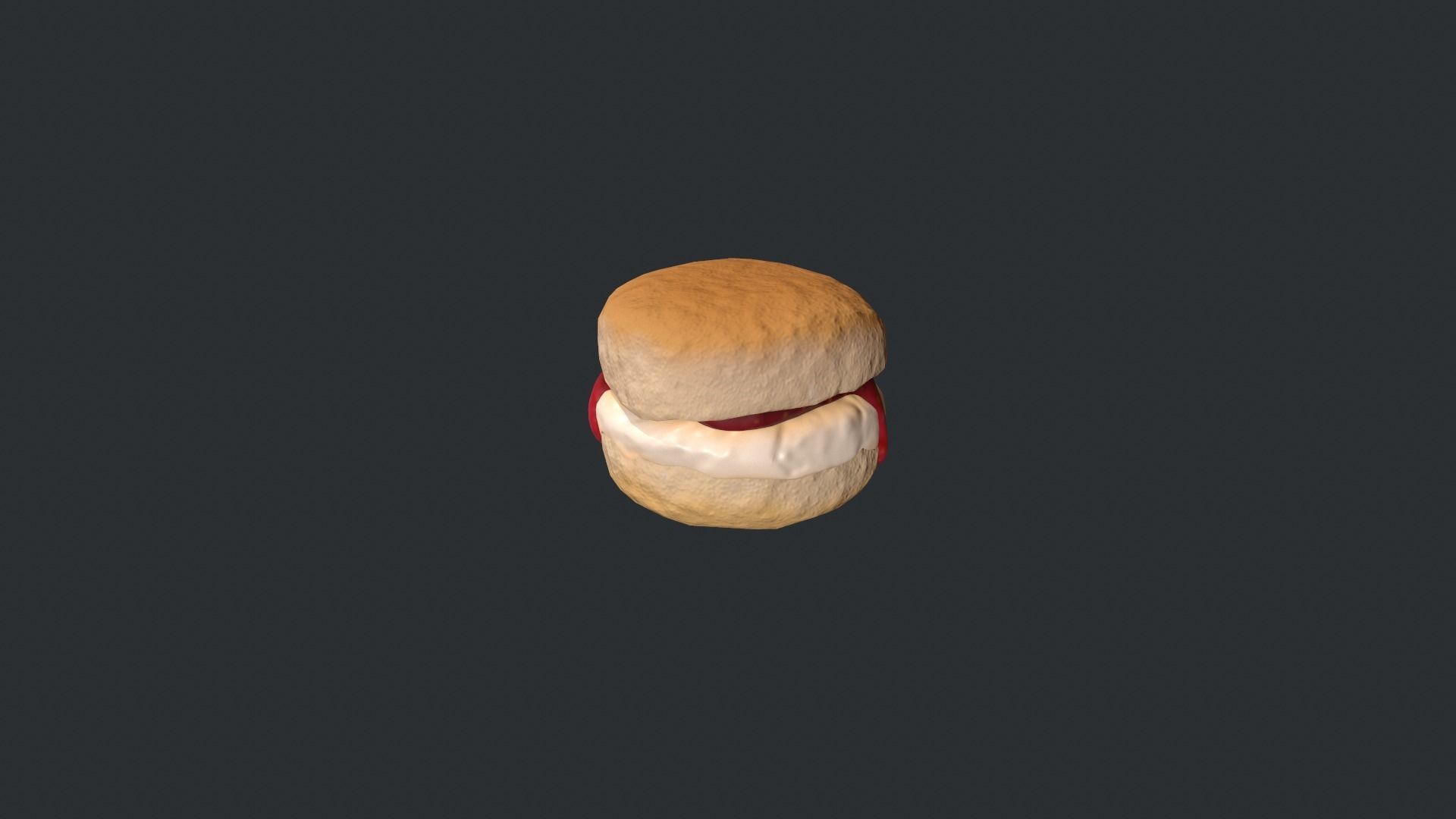 Scone with Jam and Cream Low-poly 3D model_5