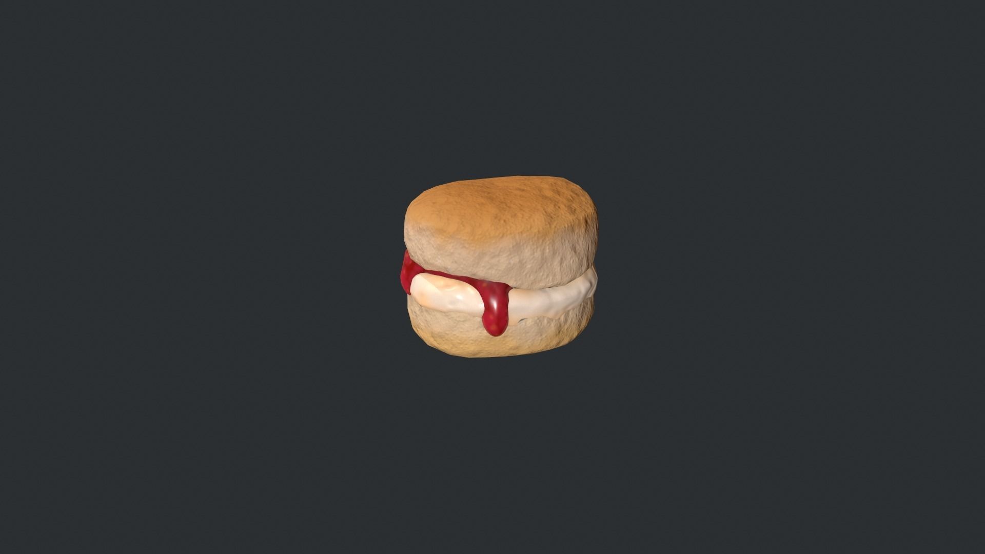 Scone with Jam and Cream Low-poly 3D model_3
