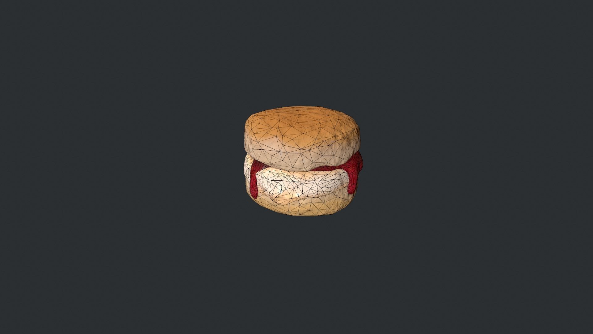 Scone with Jam and Cream Low-poly 3D model_18