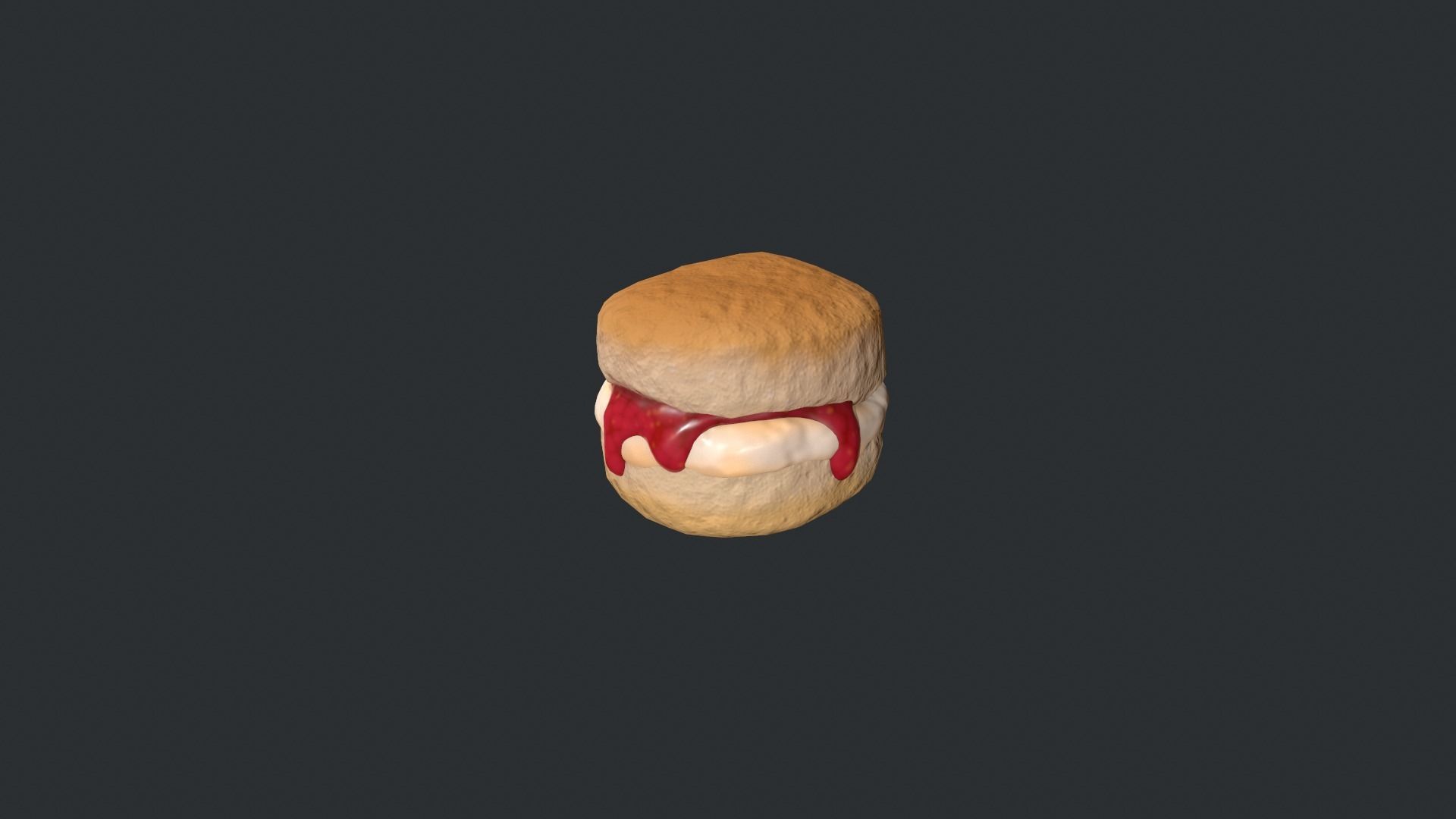Scone with Jam and Cream Low-poly 3D model_1