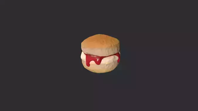 Scone with Jam and Cream Low-poly 3D model