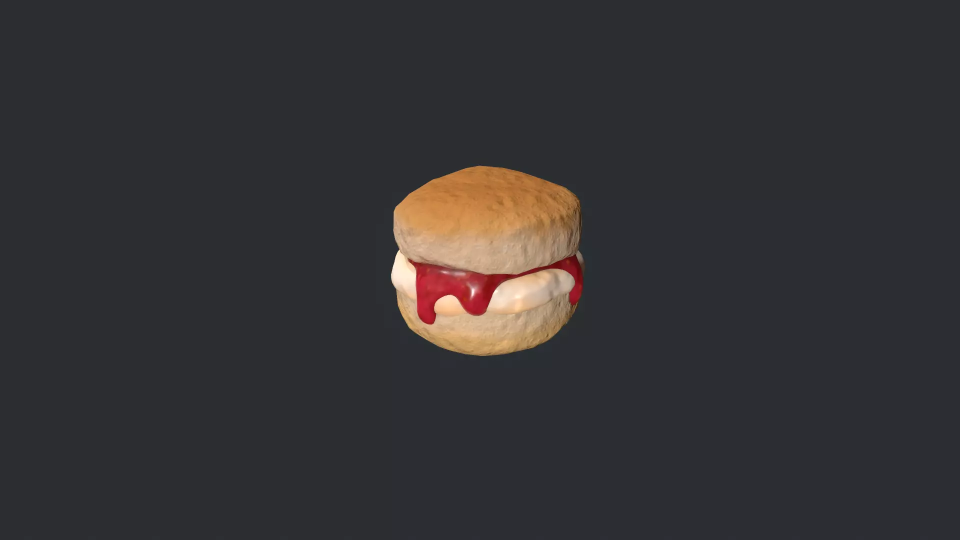 Scone with Jam and Cream Low-poly 3D model_0