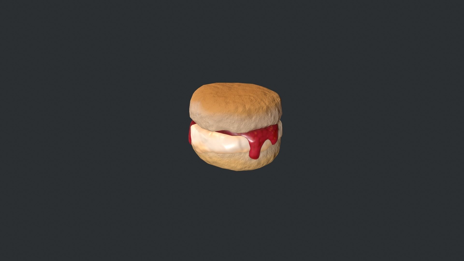 Scone with Jam and Cream Low-poly 3D model_9