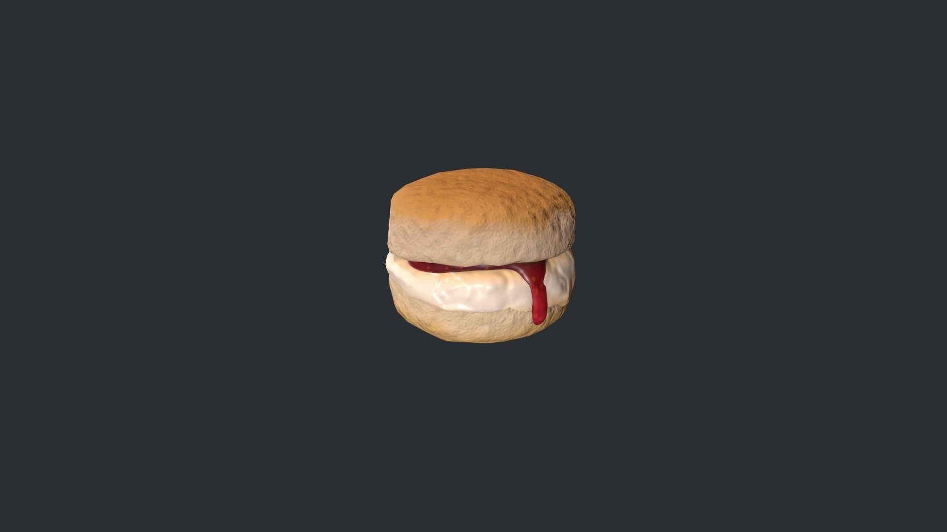 Scone with Jam and Cream Low-poly 3D model_6