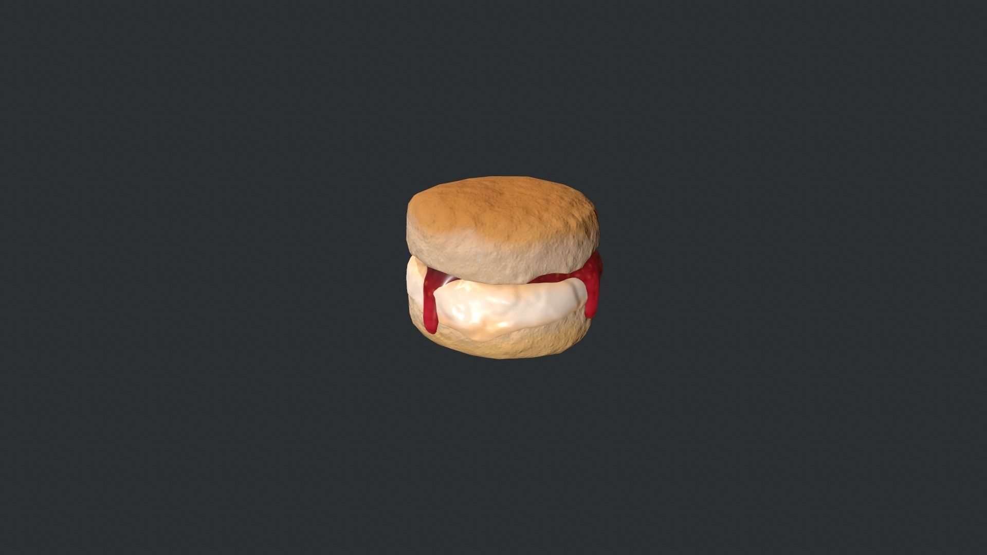 Scone with Jam and Cream Low-poly 3D model_8