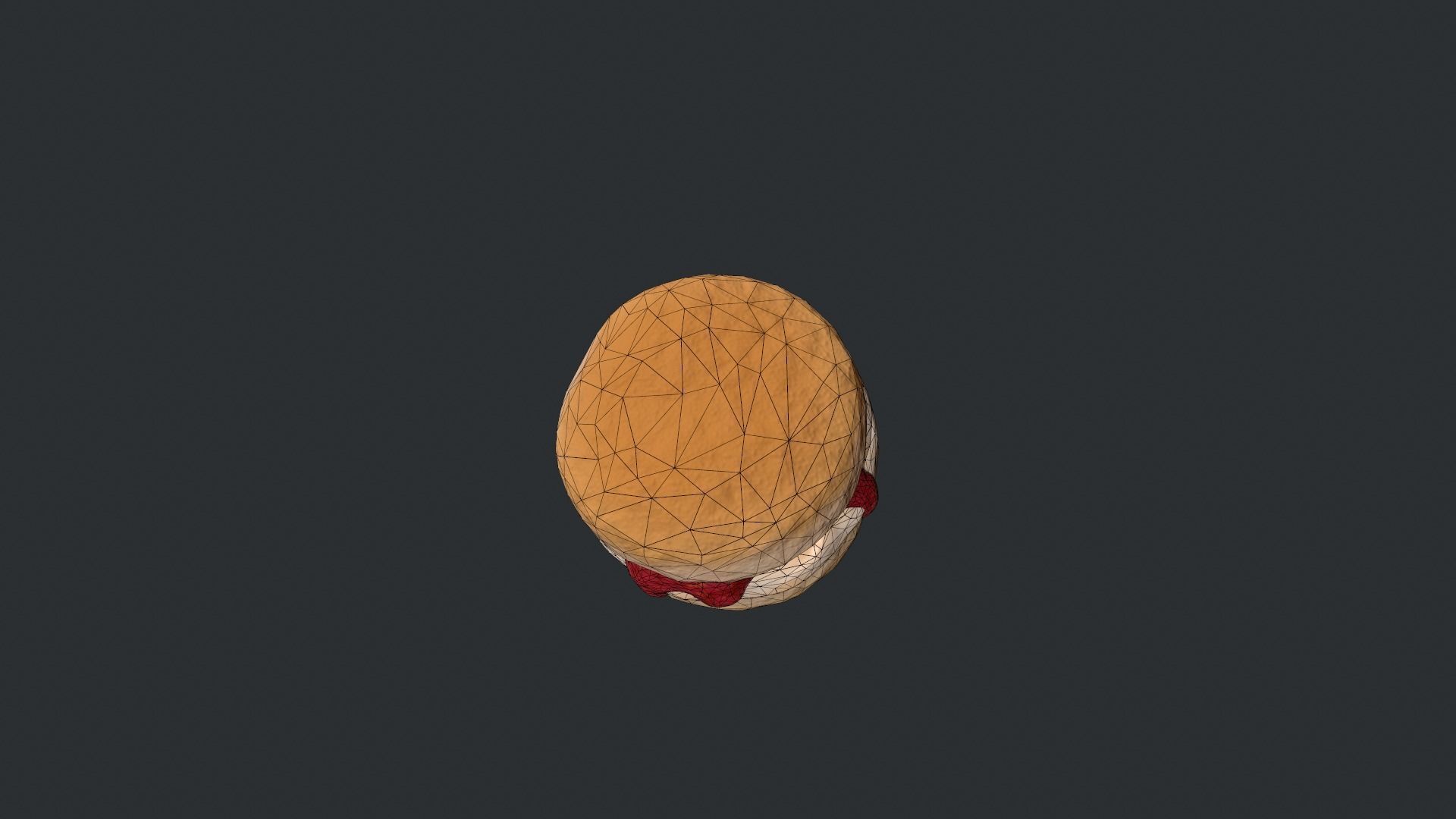 Scone with Jam and Cream Low-poly 3D model_21