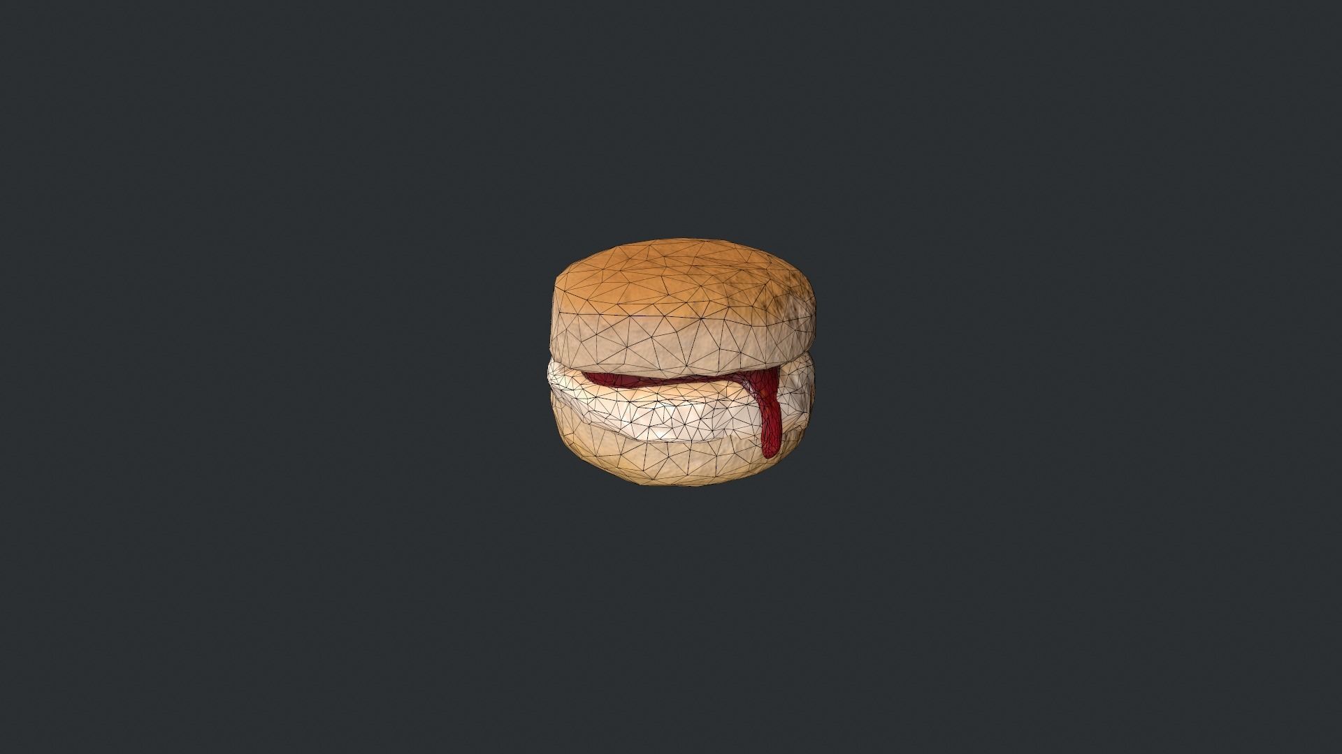 Scone with Jam and Cream Low-poly 3D model_16