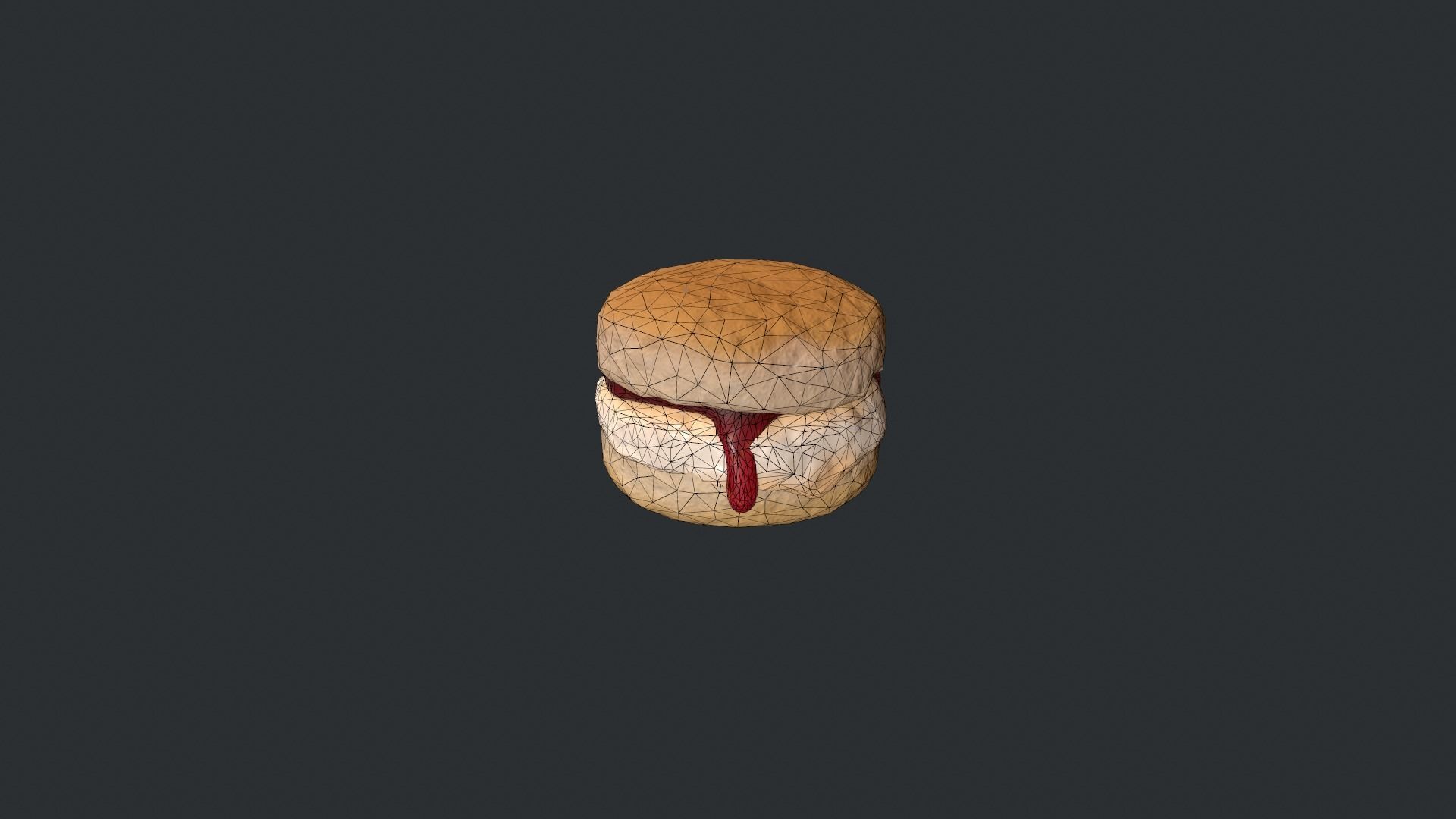 Scone with Jam and Cream Low-poly 3D model_17