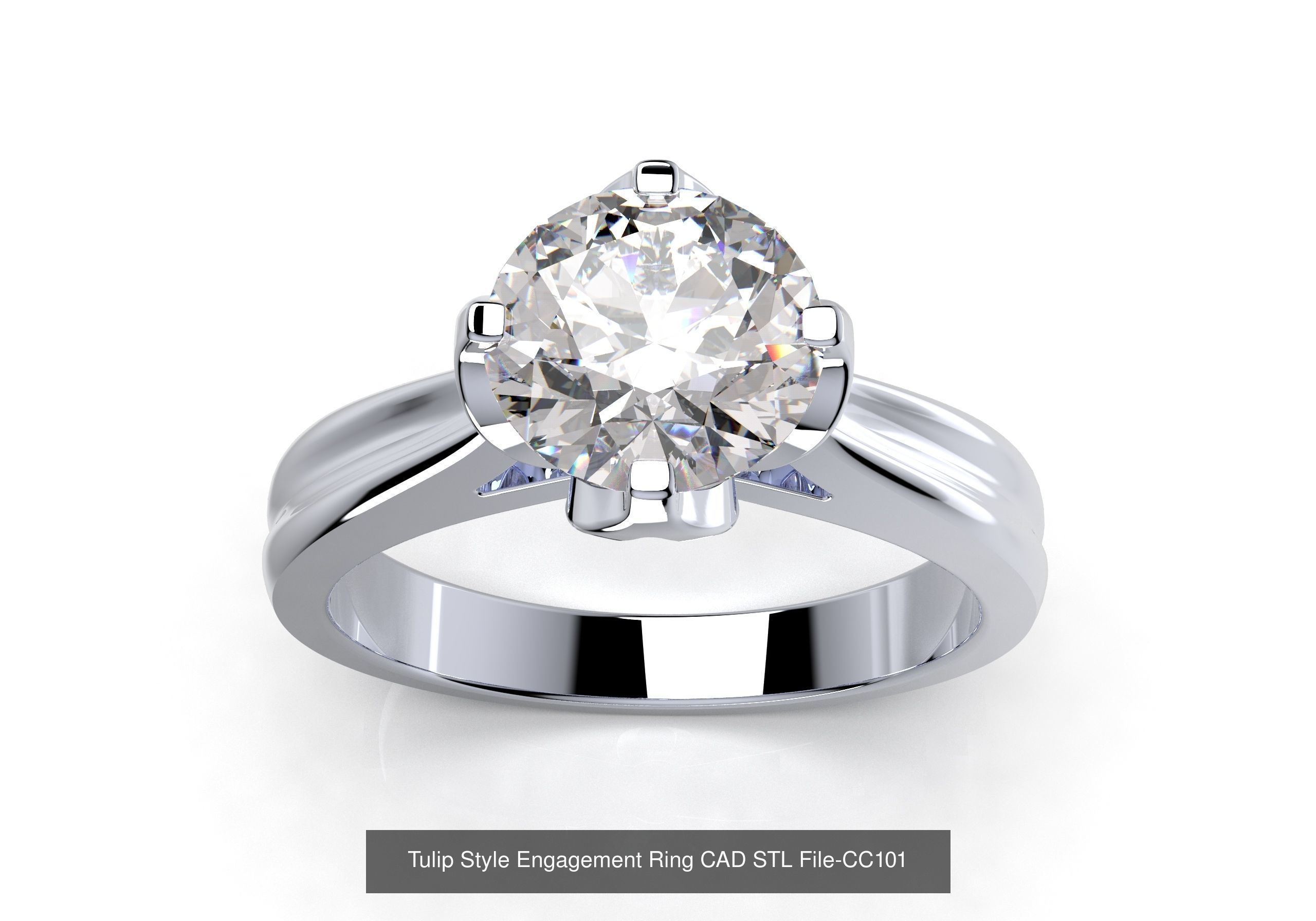 Tulip Ring for print and render and animations - CC101 3D Model Collection_2