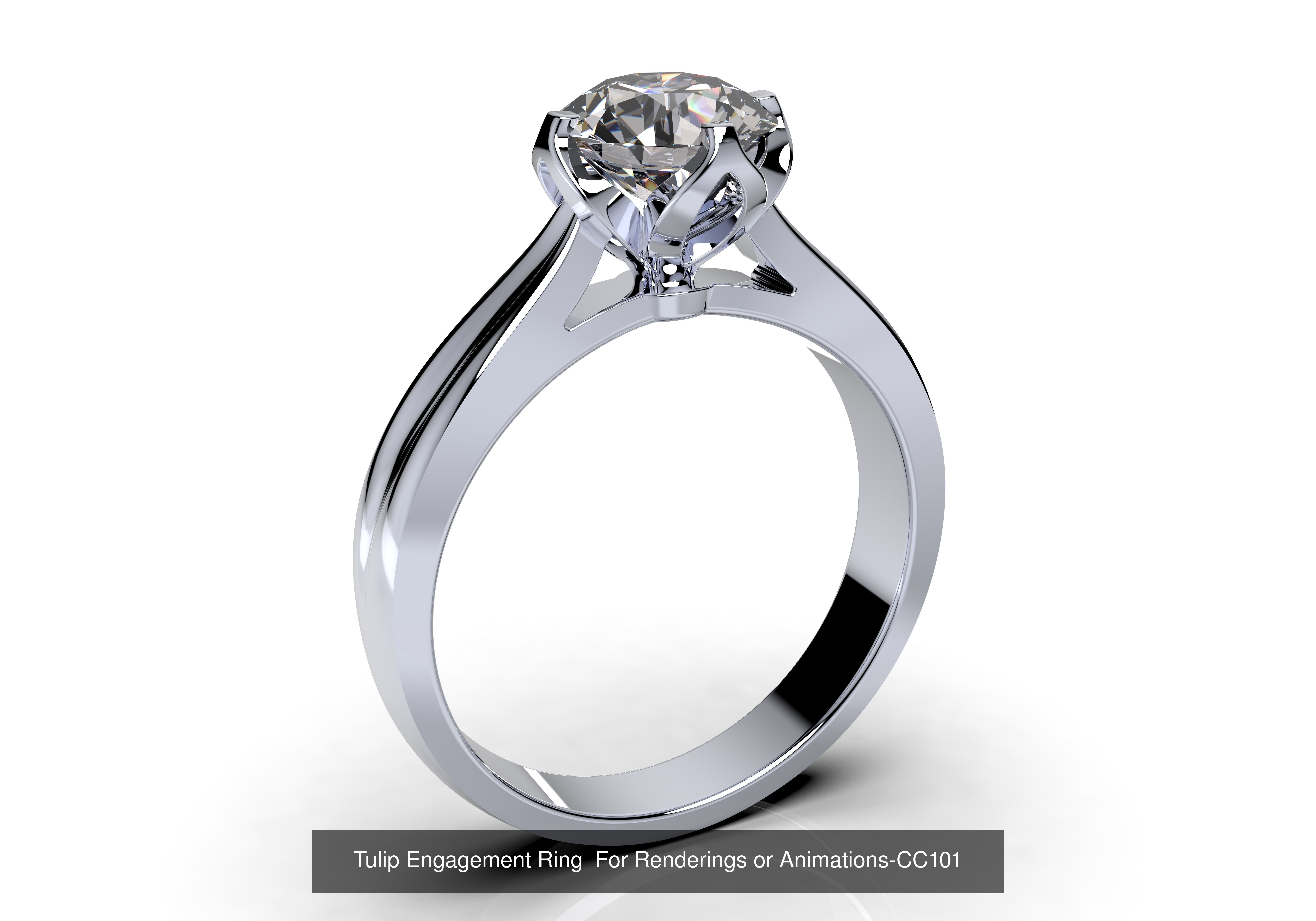 Tulip Ring for print and render and animations - CC101 3D Model Collection_4