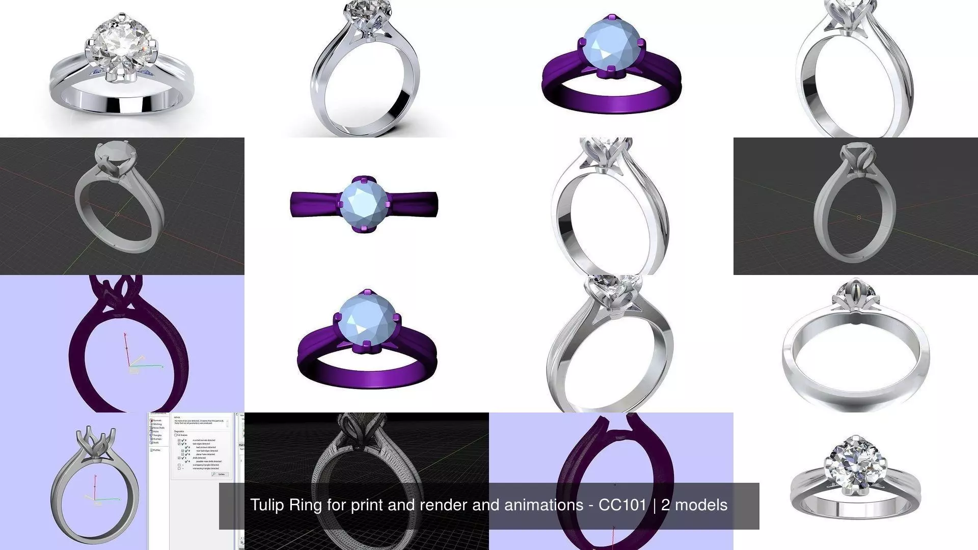 Tulip Ring for print and render and animations - CC101 3D Model Collection_0