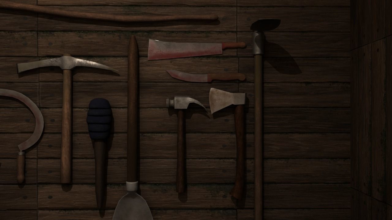 Horror farm tools asset Low-poly 3D model_2