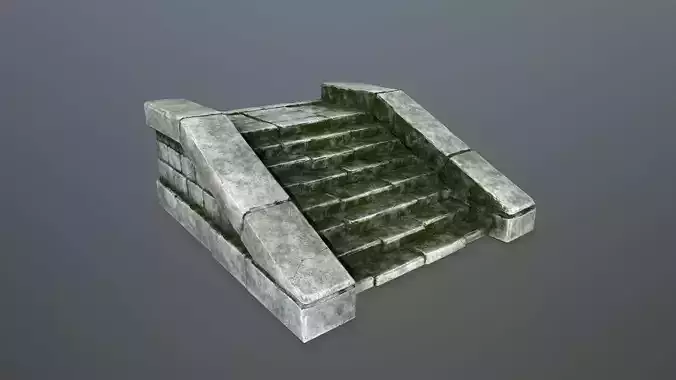 stairs stone wall Low-poly 3D model