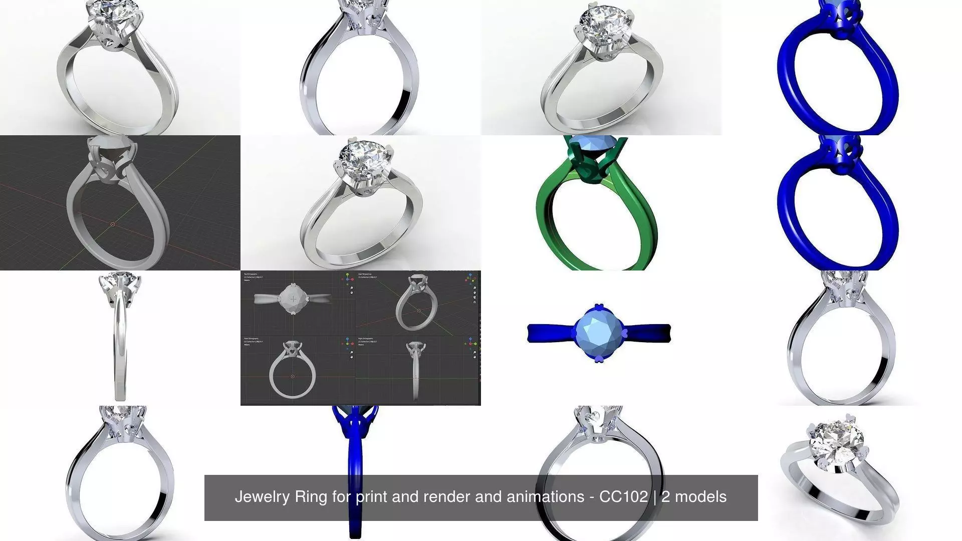Jewelry Ring for print and render and animations - CC102 3D Model Collection_0