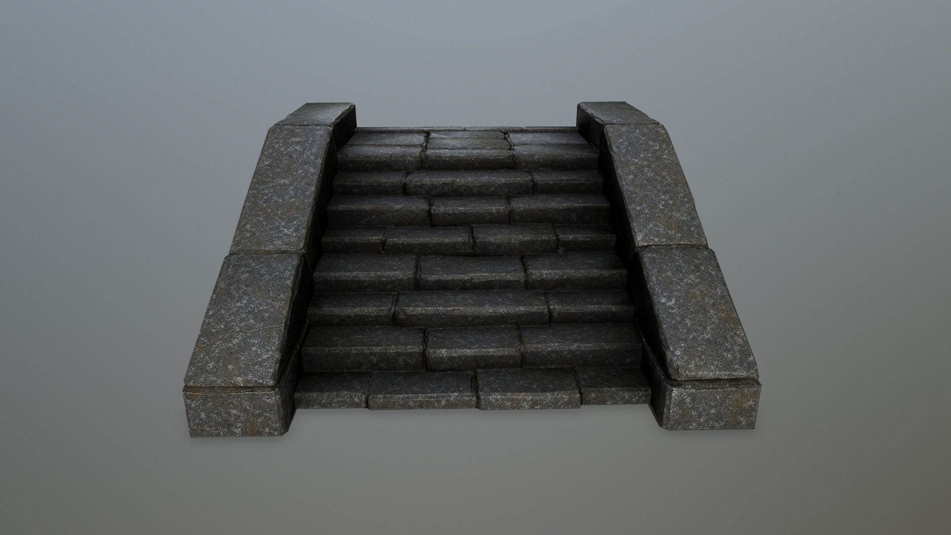 stairs 2 set of stone steps Low-poly 3D model_9