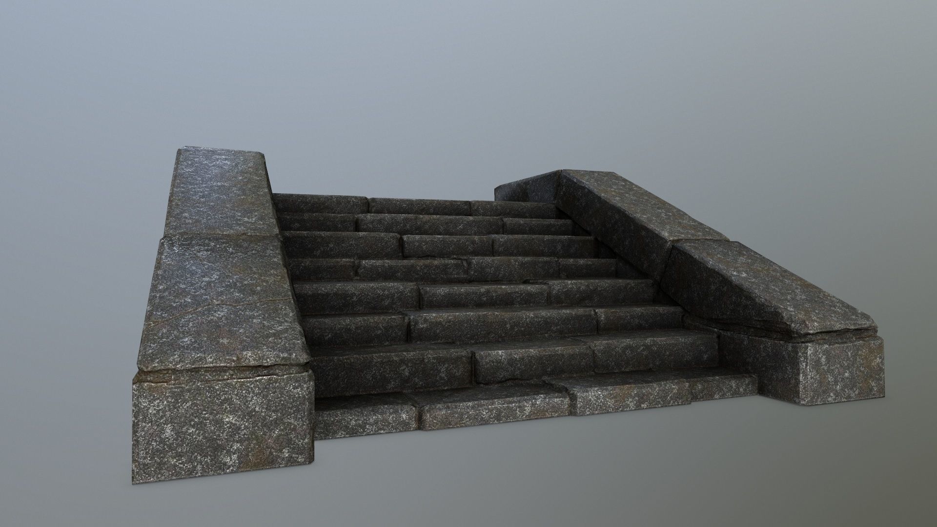 stairs 2 set of stone steps Low-poly 3D model_10